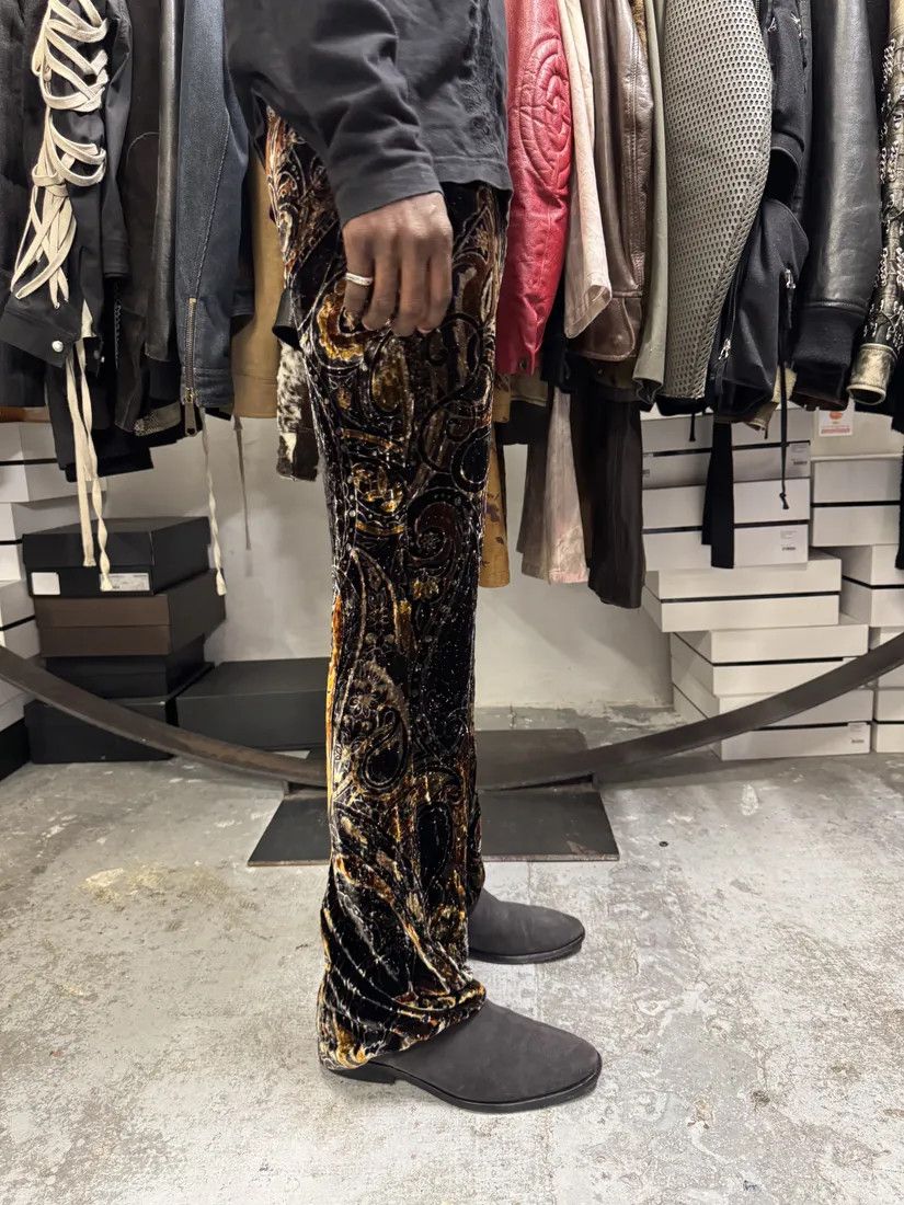 Designer × Roberto Cavalli × Vintage 2000s Roberto Cavalli Dark Orange Velvet Trousers Pants Size 26" / US 2 / IT 38 - 3 Thumbnail