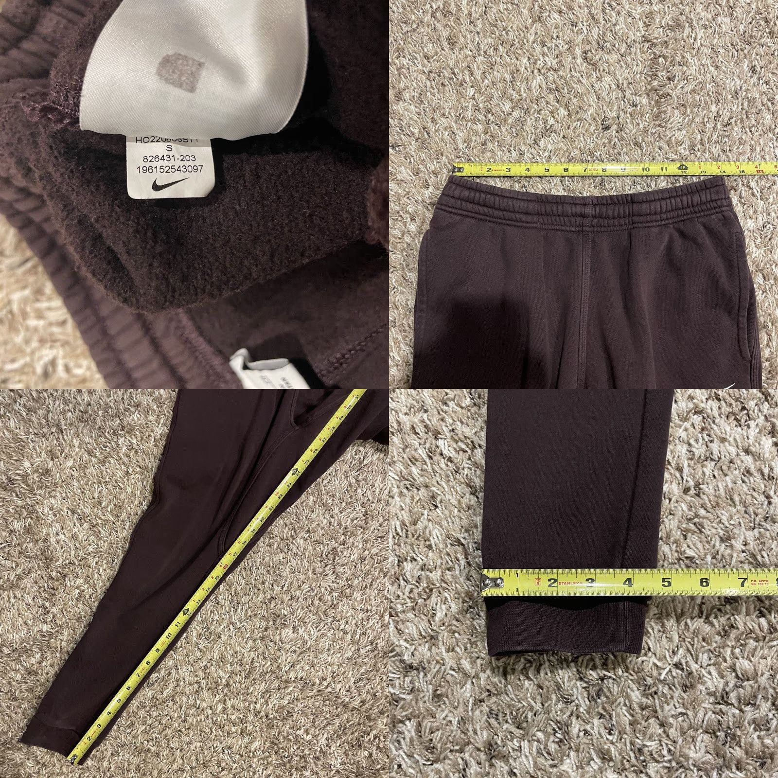Nike Nike Sportswear Club Fleece Joggers Sweatpants Mens S Brown 28x26 Logo Pockets Elastic Waist Tapered Athleisure Size US 29 - 9 Thumbnail