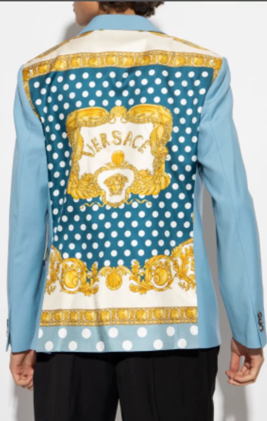Versace Versace Light Blue Wool Two-Button Blazer Size US M / EU 48-50 / 2 - 1 Thumbnail