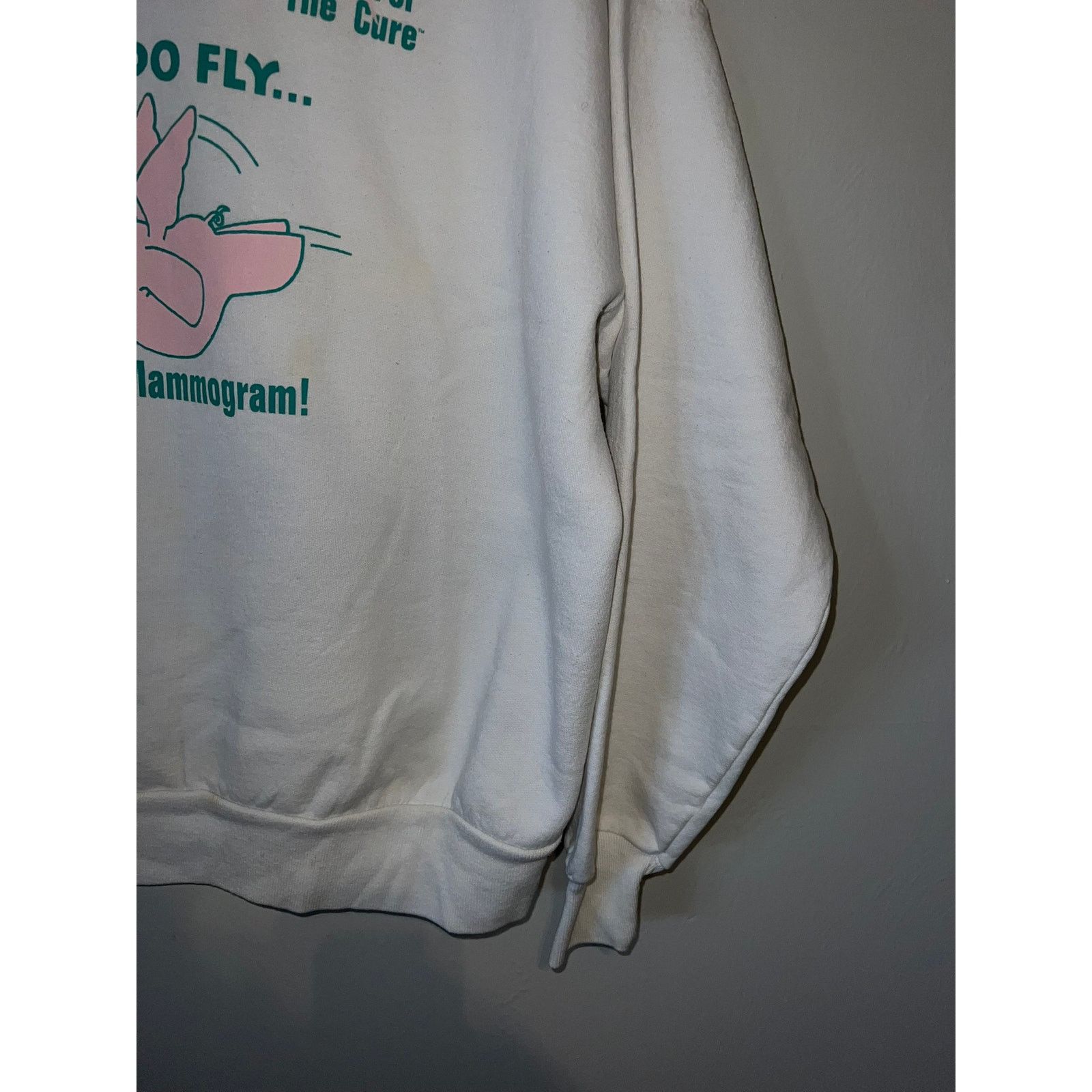 Hanes Vintage Mammogram Sweatshirt Pigs Do Fly Race For The Cure X Size US XL / EU 56 / 4 - 5 Thumbnail