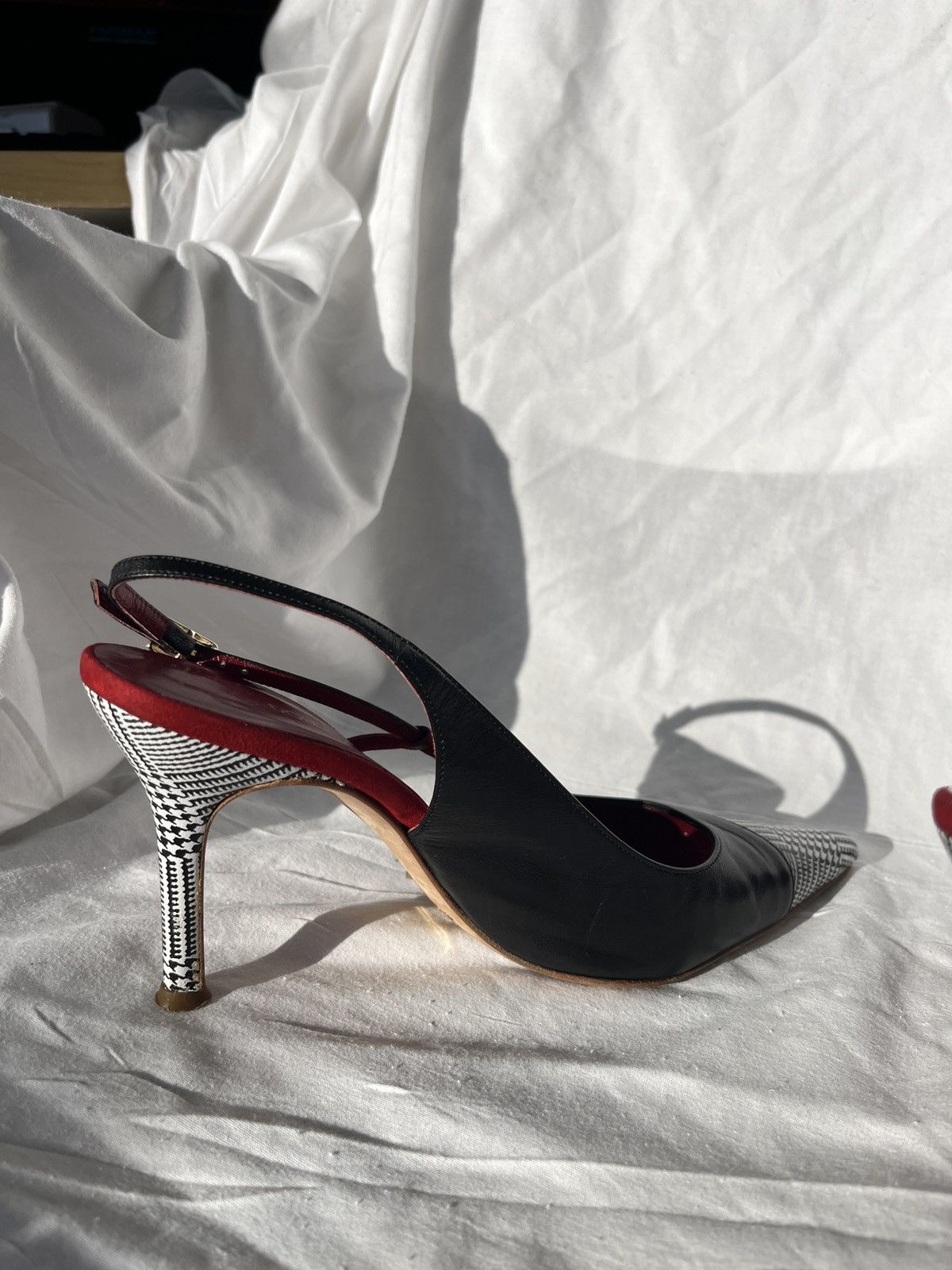 Dolce & Gabbana × Vintage Sling Back Heels Black and Houndstooth Size US 6 / IT 36 - 9 Thumbnail