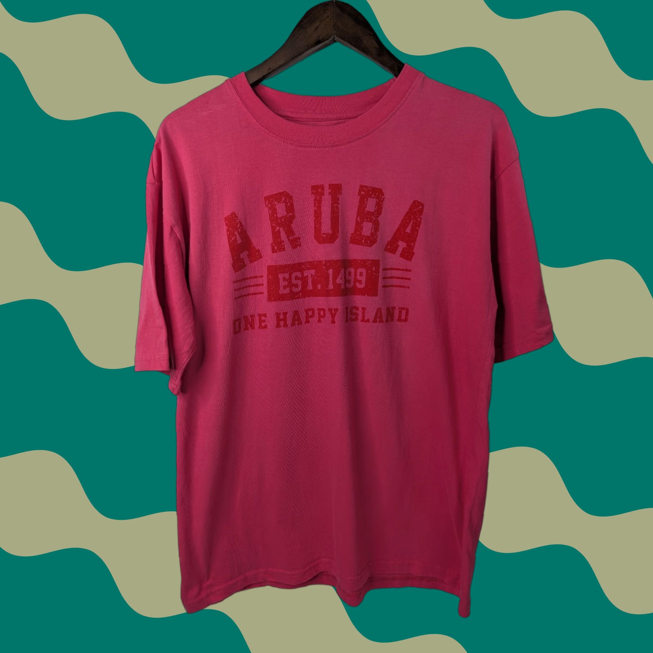 Spell Aruba Sea Man T-Shirt Pink Cotton Crew Neck Short Sleeve Large Men Beach Fish Graphic Print Size US L / EU 52-54 / 3 - 1 Thumbnail