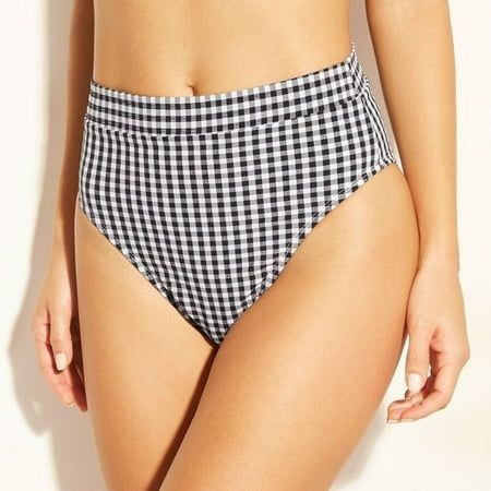 Other Black & White Gingham High-Waist Bikini Bottoms By Xhilarati Size ONE SIZE - 1 Thumbnail