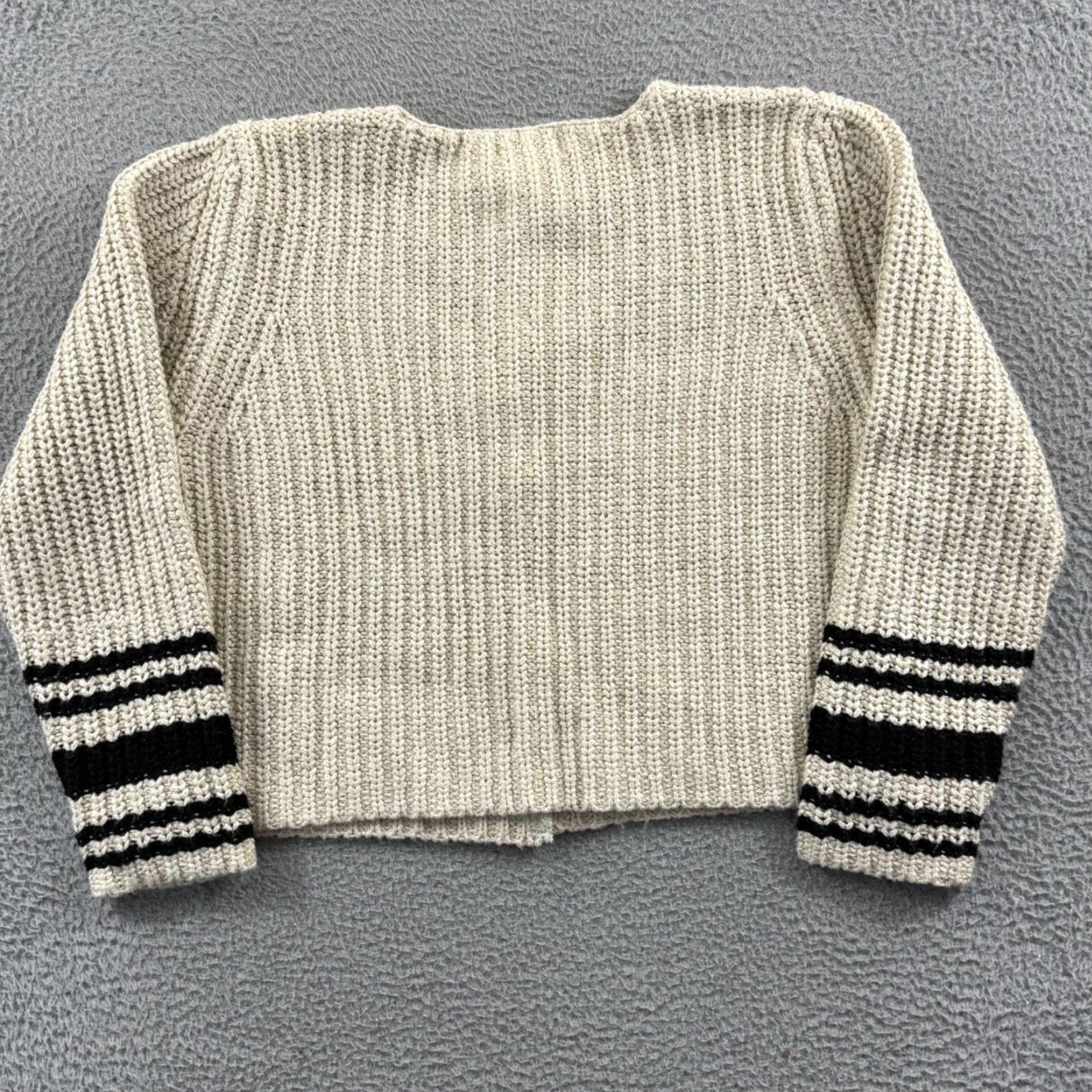 Eddie Bauer VINTAGE Eddie Bauer Sweater Womens XL Tall Ivory Knit Ribbed Snap Cropped Striped Boho Size XL / US 12-14 / IT 48-50 - 7 Thumbnail