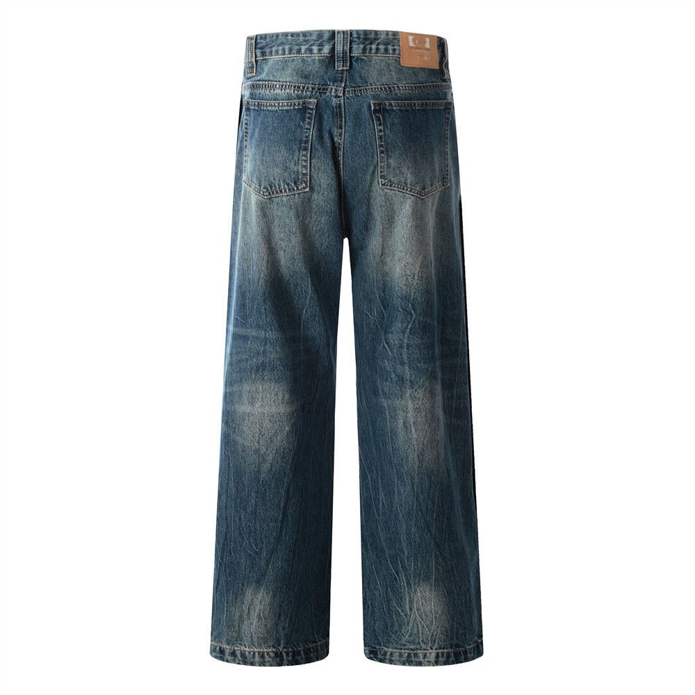 Japanese Brand × Jean Men's street punk distressed washed loose wide-leg jeans Size US 32 / EU 48 - 3 Thumbnail