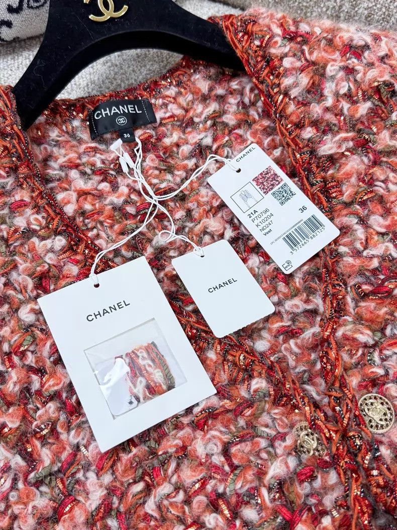 Chanel Chanel Orange woven tweed vest jacket Size XS / US 0-2 / IT 36-38 - 4 Thumbnail