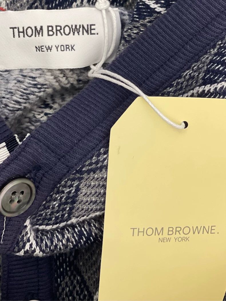 Thom Browne Thom browne Blue-gray diamond plaid four-striped button kni Size US S / EU 44-46 / 1 - 6 Thumbnail