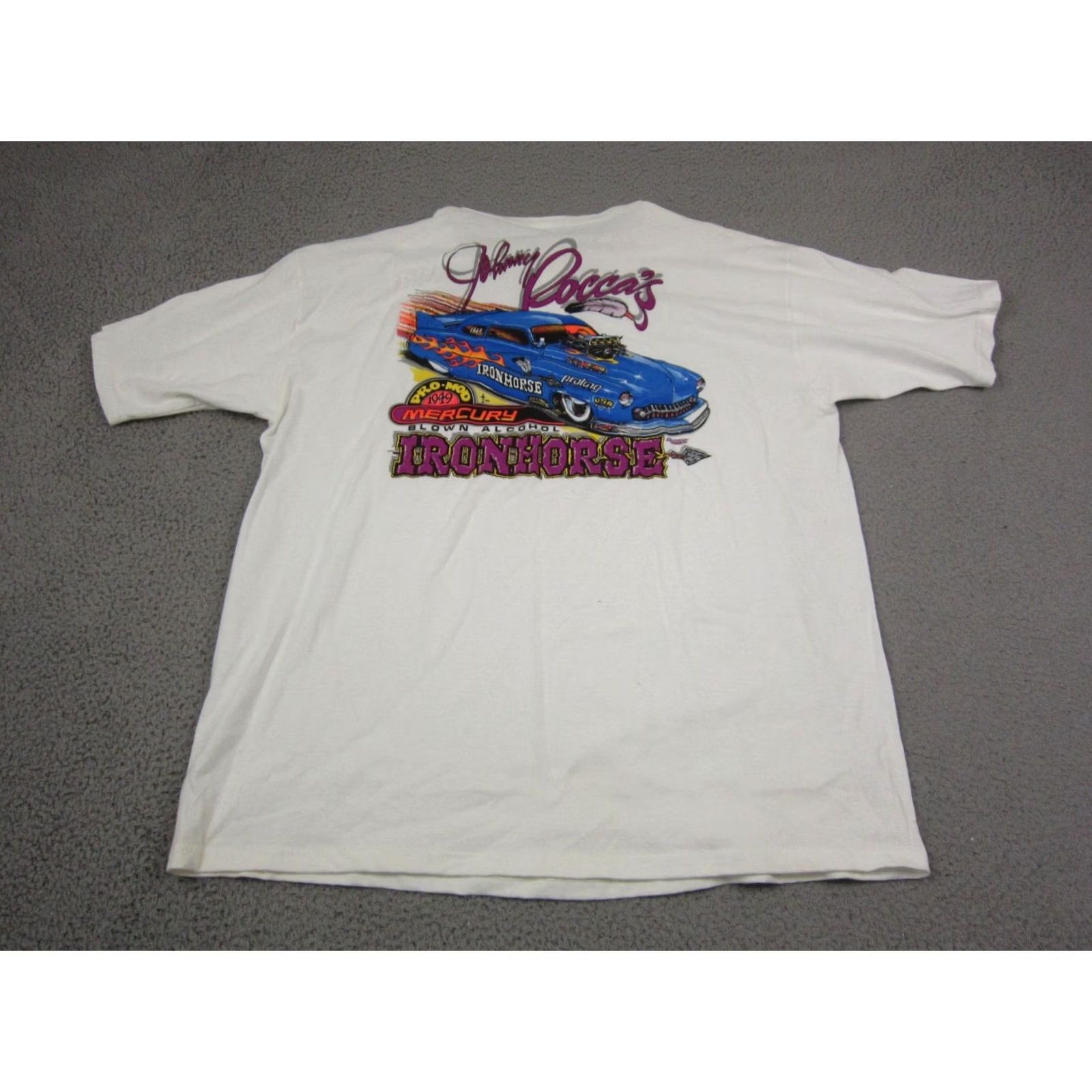 Vintage VINTAGE Cotton Deluxe Shirt Mens 2X White Crew Neck Short Sleeve 90s Mercury Racing Iron Horse Henley Cotton Deluxe Mens Shirt 2X White 90s Size US XXL / EU 58 / 5 - 2 Thumbnail