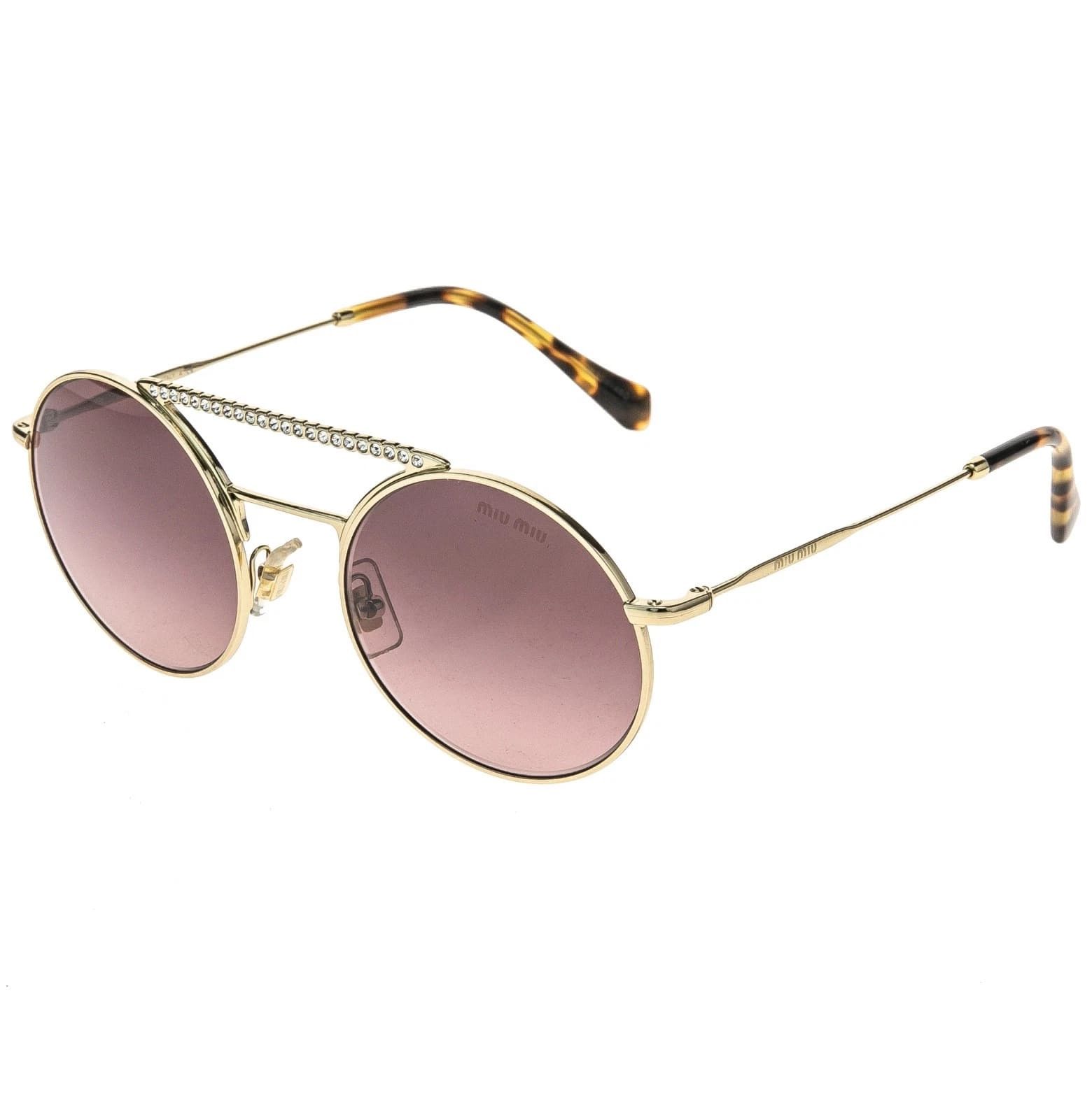 Miu Miu MIU MIU MU52VS SOCIETE CRYSTAL Strass Gold Pink Round 52V Size ONE SIZE - 8 Thumbnail