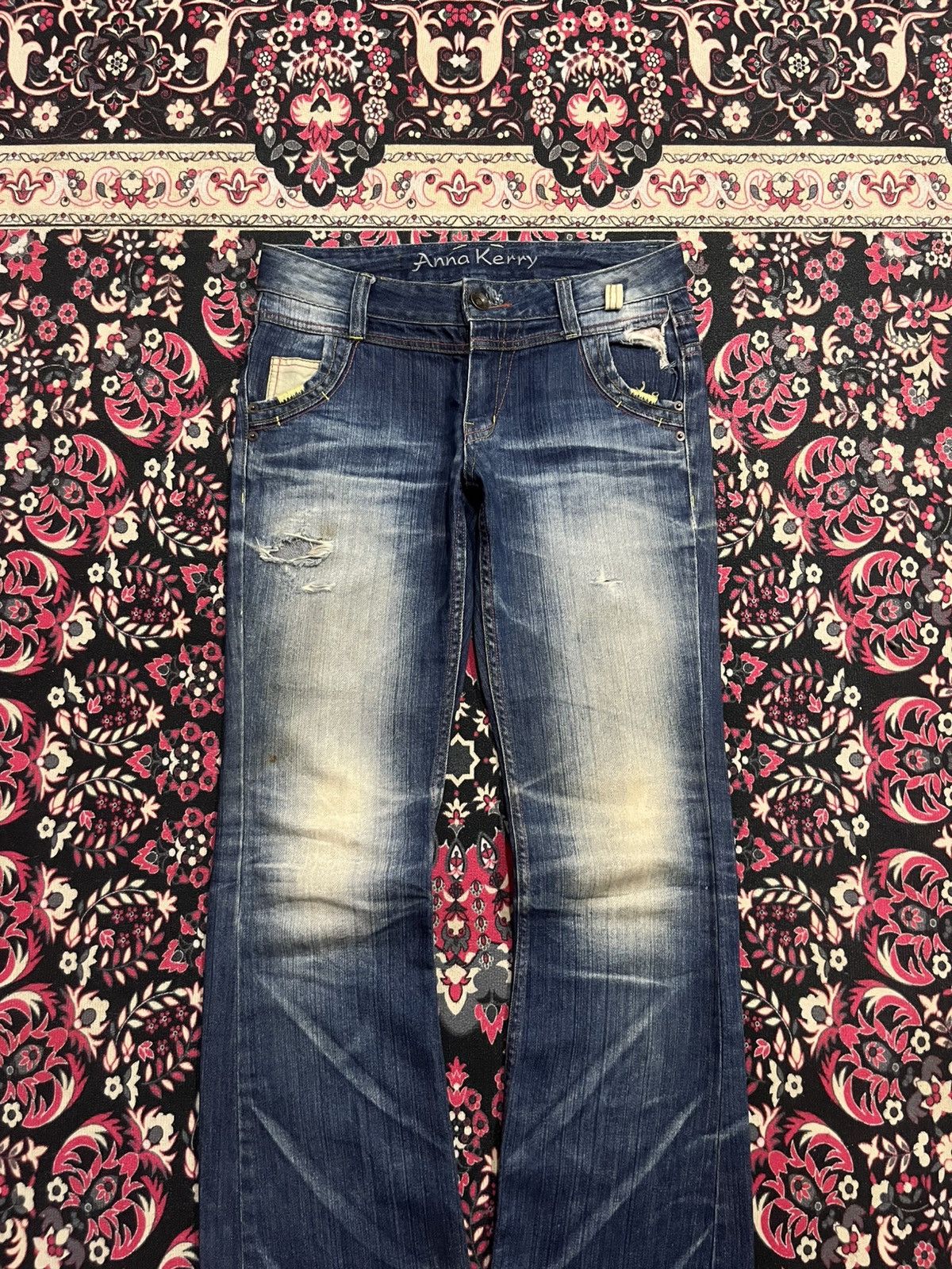 Japanese Brand ⚡️Flare⚡️Vintage Japanese Brand Anna Kerry Blue Faded Jeans Size 28" / US 6 / IT 42 - 3 Thumbnail