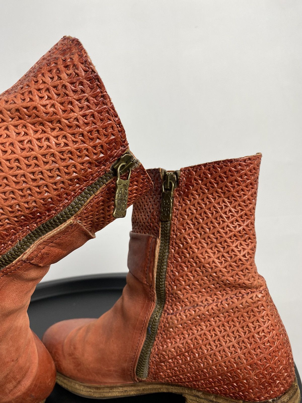 A.S.98 × If Six Was Nine × KMRii A.S.98 Biker Zip Boots Leather Y2K Red Shoes Size US 9 / IT 39 - 10 Thumbnail