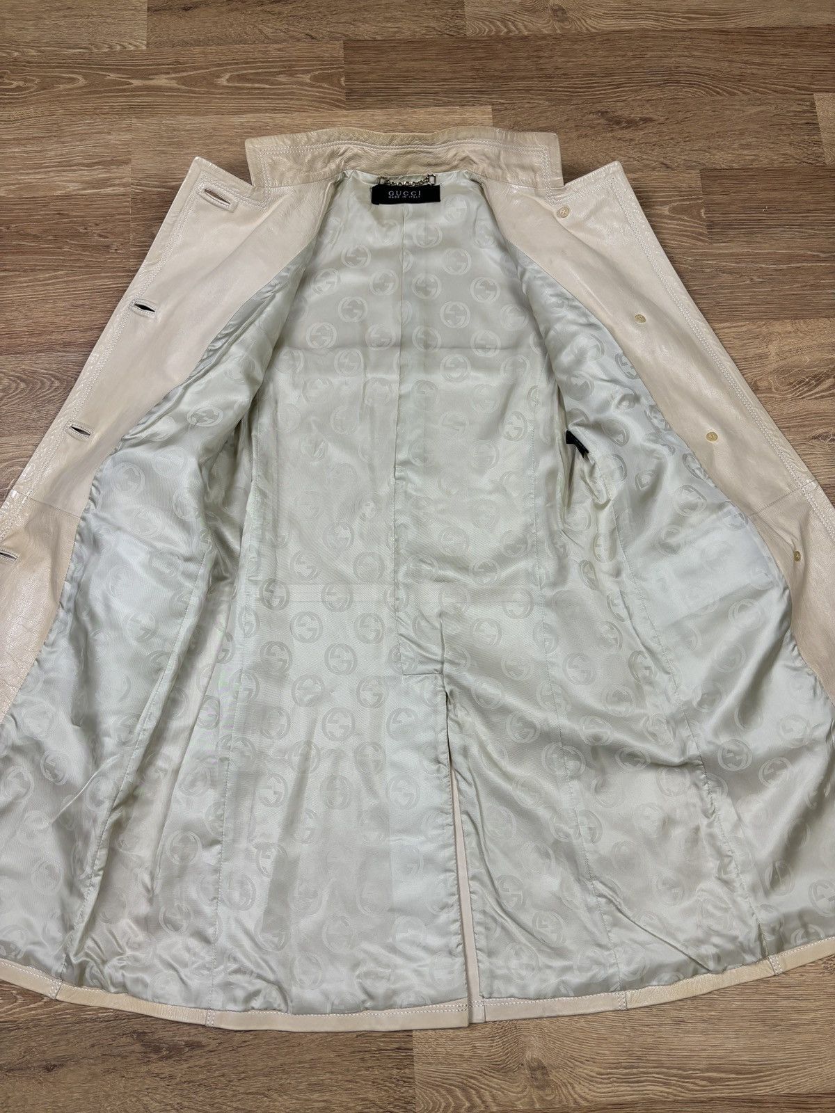 Gucci Gucci 2000s Cream Leather Coat Size S / US 4 / IT 40 - 7 Thumbnail