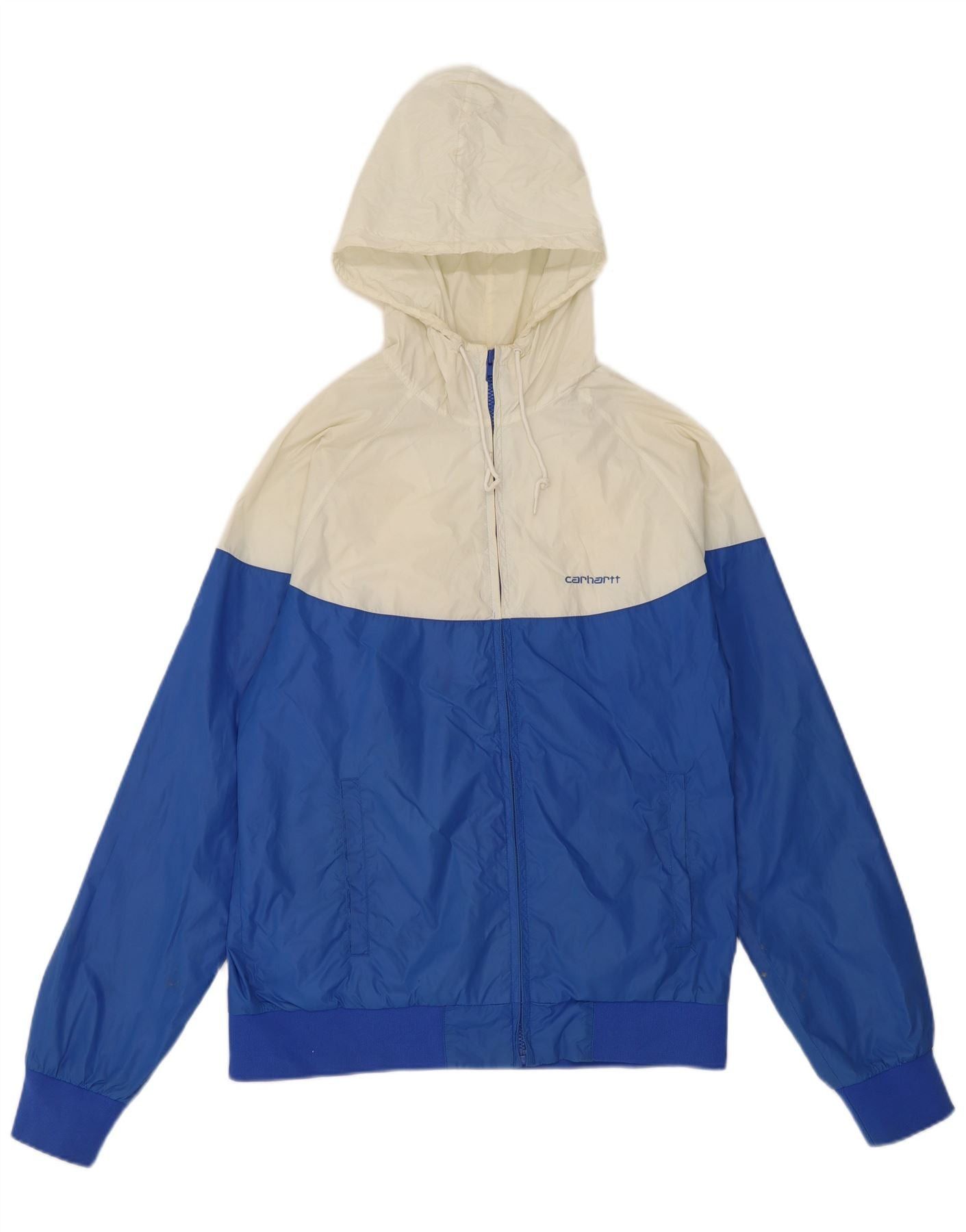 Carhartt Womens Hooded Rain Jacket UK 14 Medium Blue Colourblock Nylo Size M / US 6-8 / IT 42-44 - 1 Thumbnail