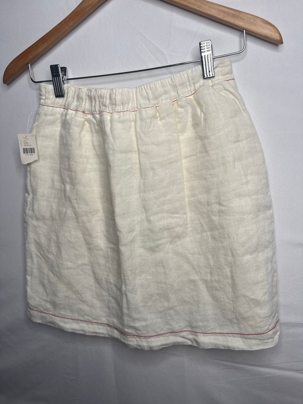 Anthropologie NWOT Anthropologie Amadi 100% linen red stitching skirt sz S Size 28" / US 6 / IT 42 - 5 Thumbnail
