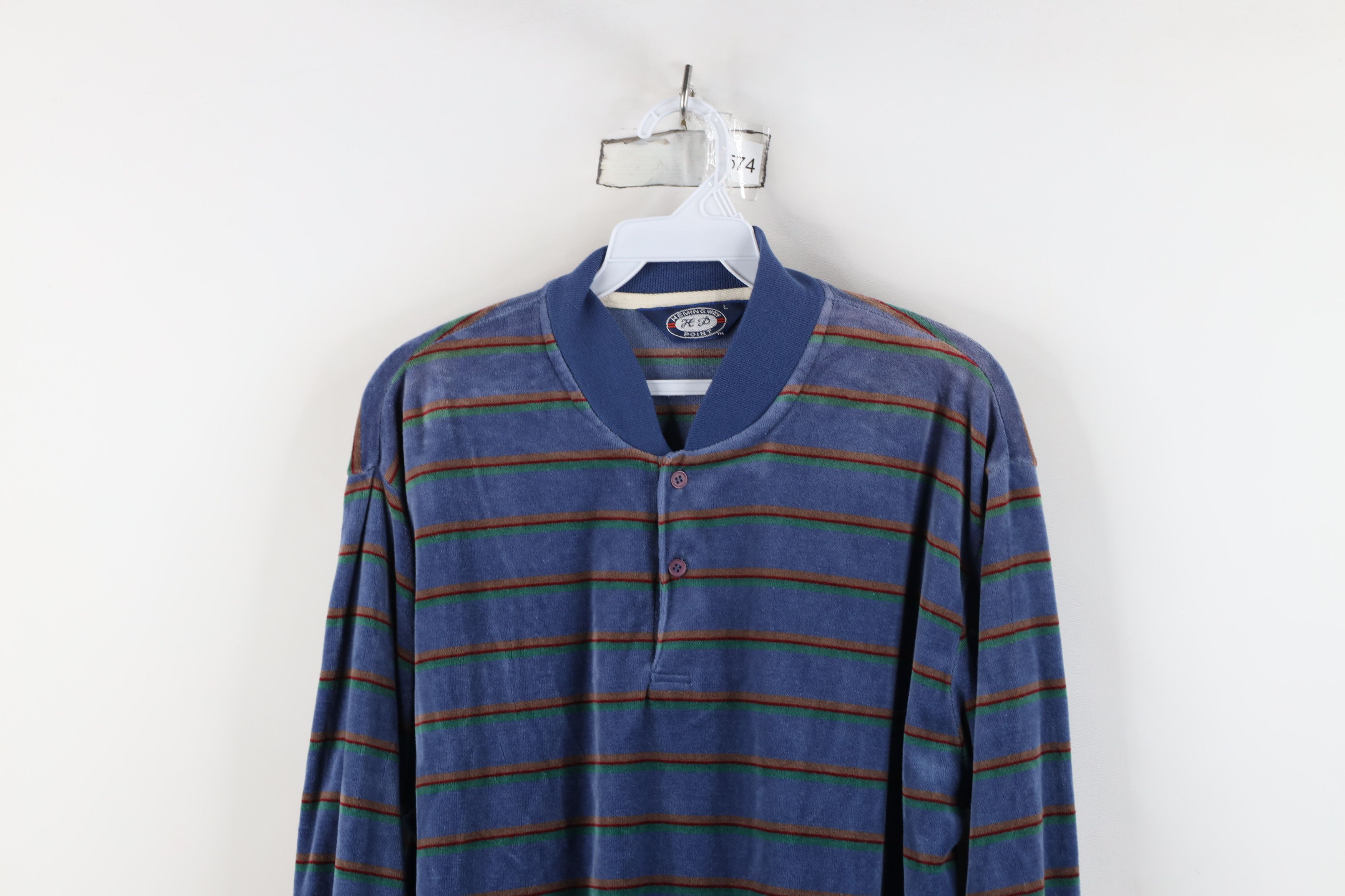 Vintage Vintage 70s Streetwear Velour Pullover Henley Sweater Size US L / EU 52-54 / 3 - 2 Thumbnail