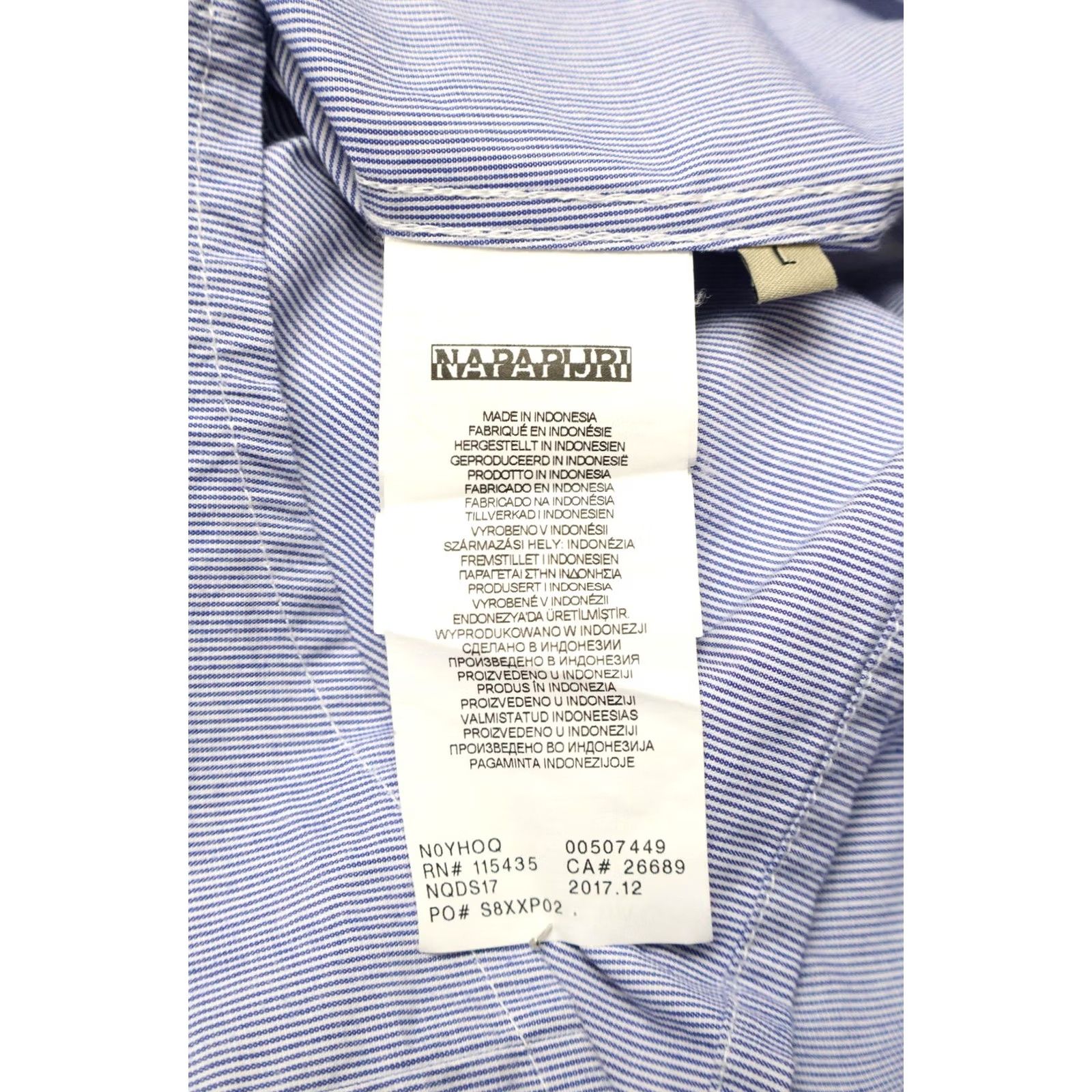 Napapijri NAPAPIJRI Shirt Men's LARGE Blue Logo Spread Collar Pinstriped Size US L / EU 52-54 / 3 - 7 Thumbnail