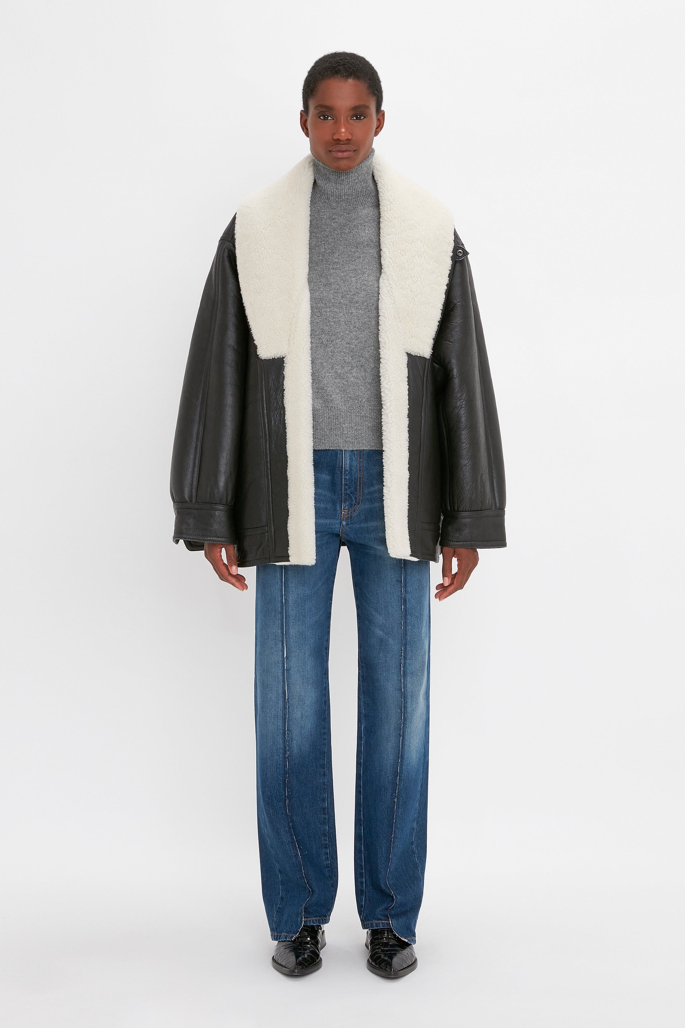 Victoria Beckham o1mle0525 Shearling Jacket in Black Size M / US 6-8 / IT 42-44 - 2 Thumbnail