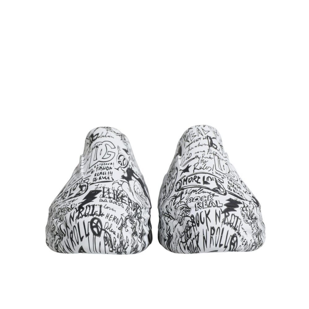 Dolce & Gabbana Dolce & Gabbana White Black Graffiti Daymaster Sneakers Shoe Size US 11 / EU 44 - 2 Thumbnail