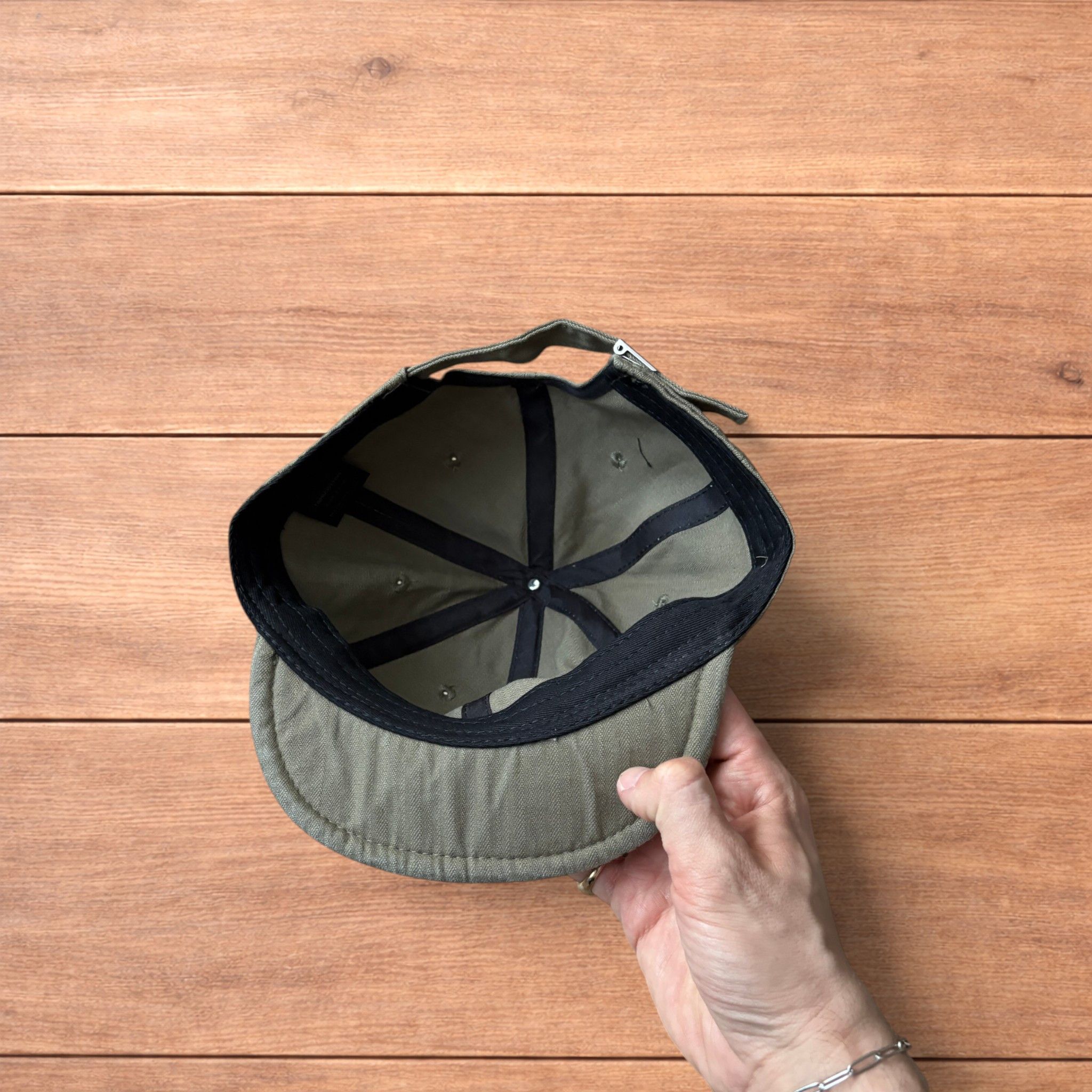 Japanese Brand Vintage Korean style short brim hat cap in khaki green. Size ONE SIZE - 6 Thumbnail