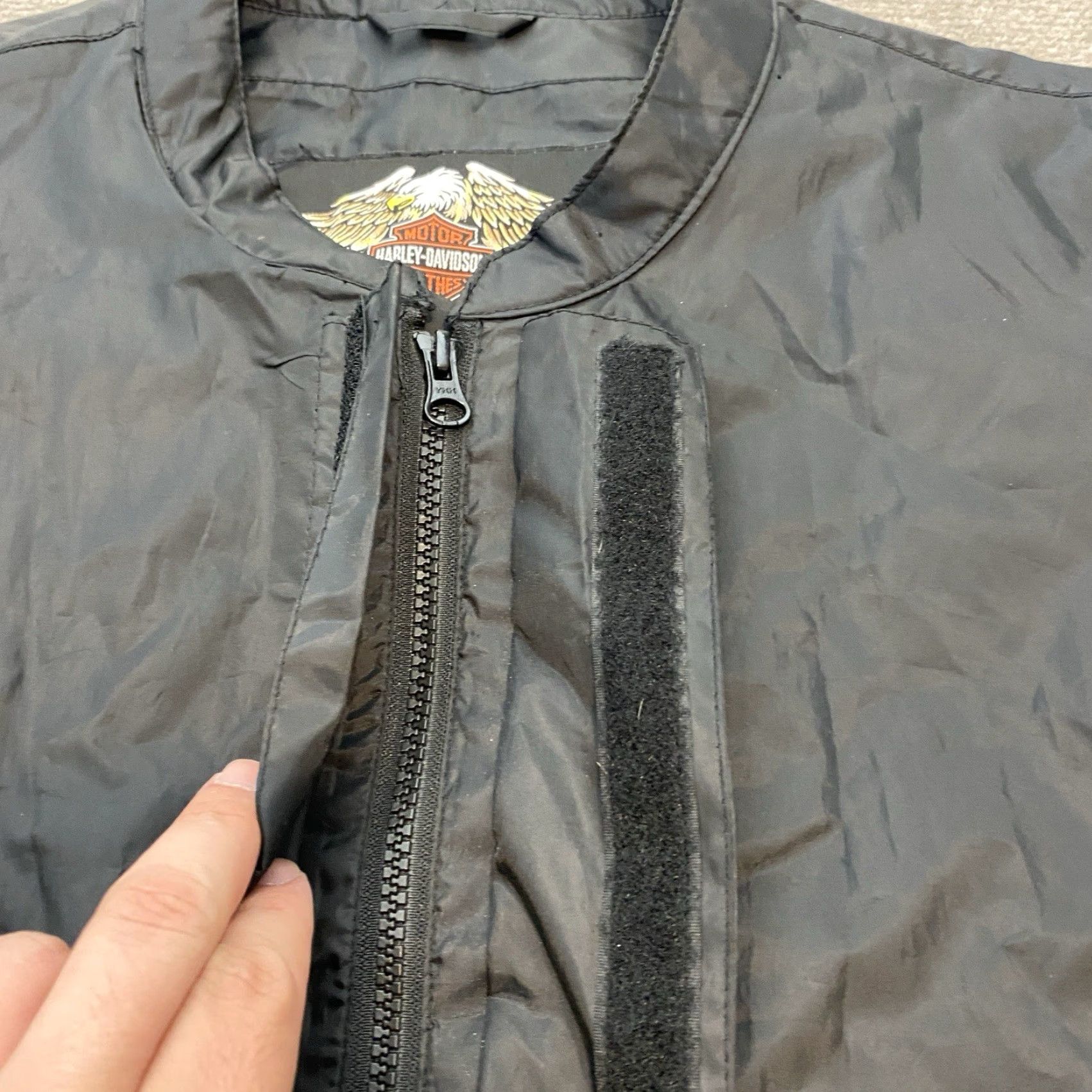 Harley Davidson Harley-Davidson Bomber Jacket Motorcycle Mens XL Tall Zip Pockets Black Lightweight? Size US XL / EU 56 / 4 - 3 Thumbnail