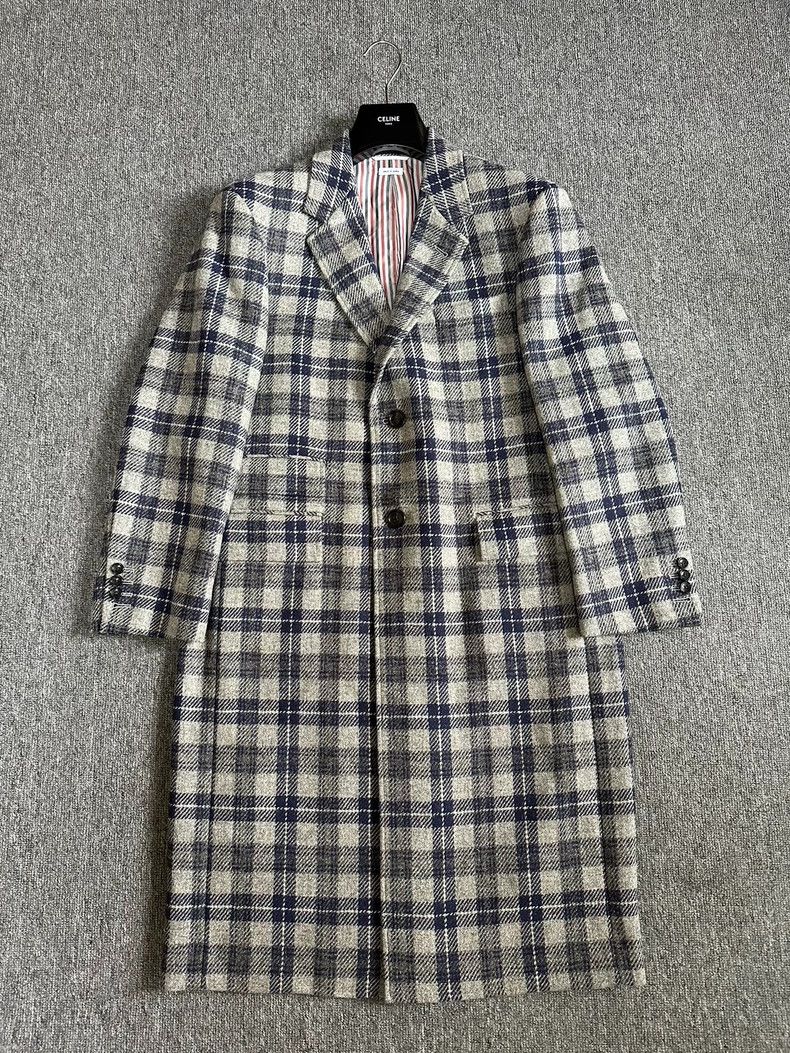 Thom Browne Thom Browne Retro grey and blue checkered coat Size US S / EU 44-46 / 1 - 1 Thumbnail