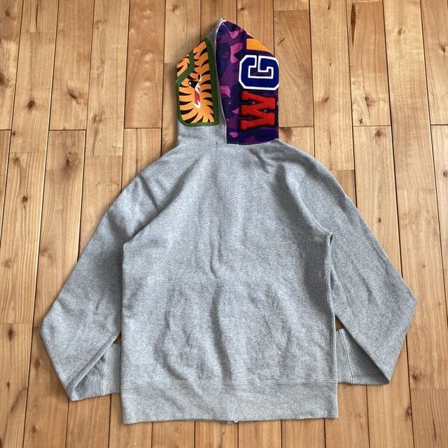 Bape BAPE Purple camo × Gray shark full zip hoodie a bathing ape Size US M / EU 48-50 / 2 - 3 Thumbnail