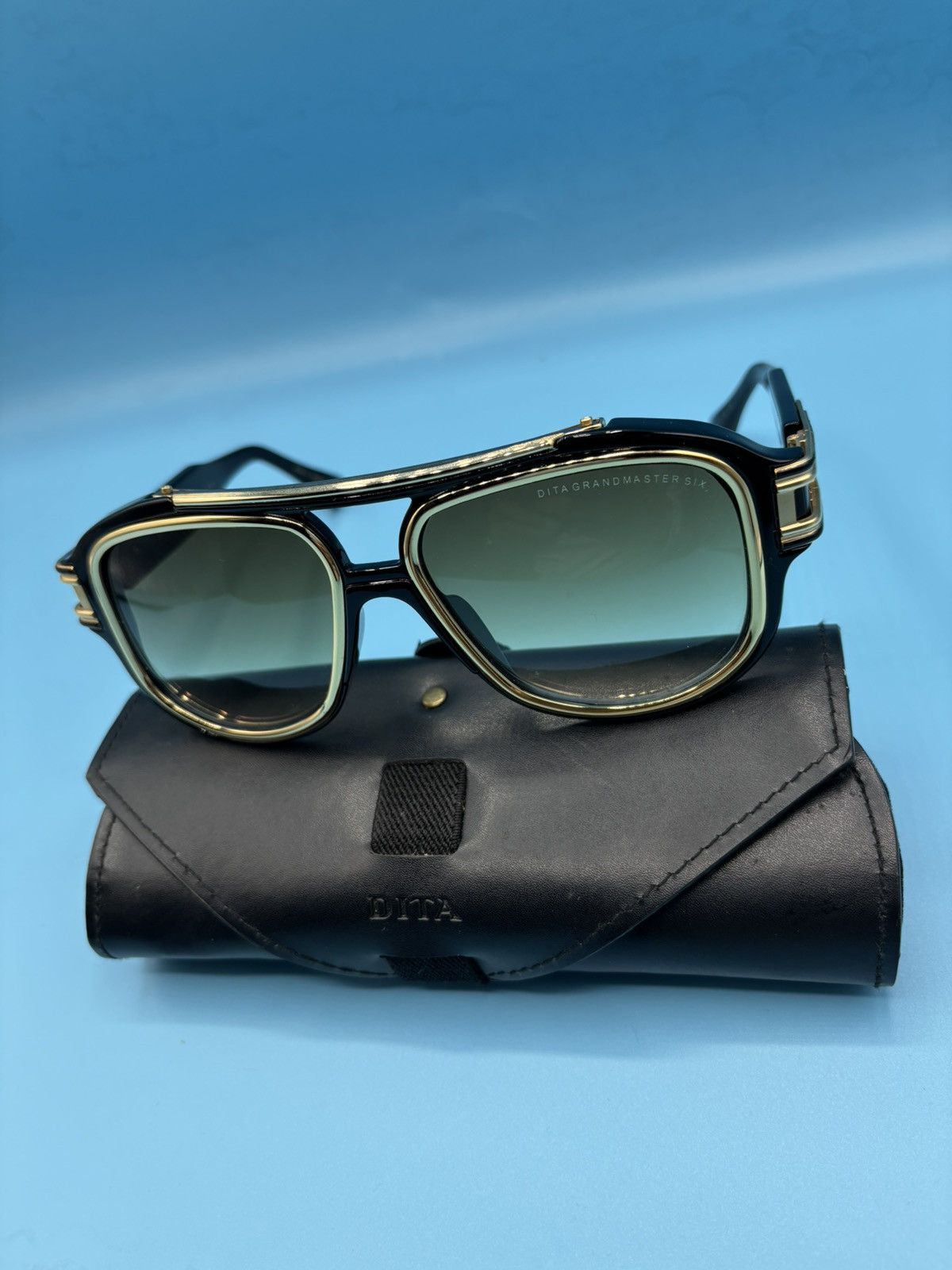 Dita DITA Grandmaster Six Black Gold Sunglasses Luxury Aviator Size ONE SIZE - 13 Thumbnail