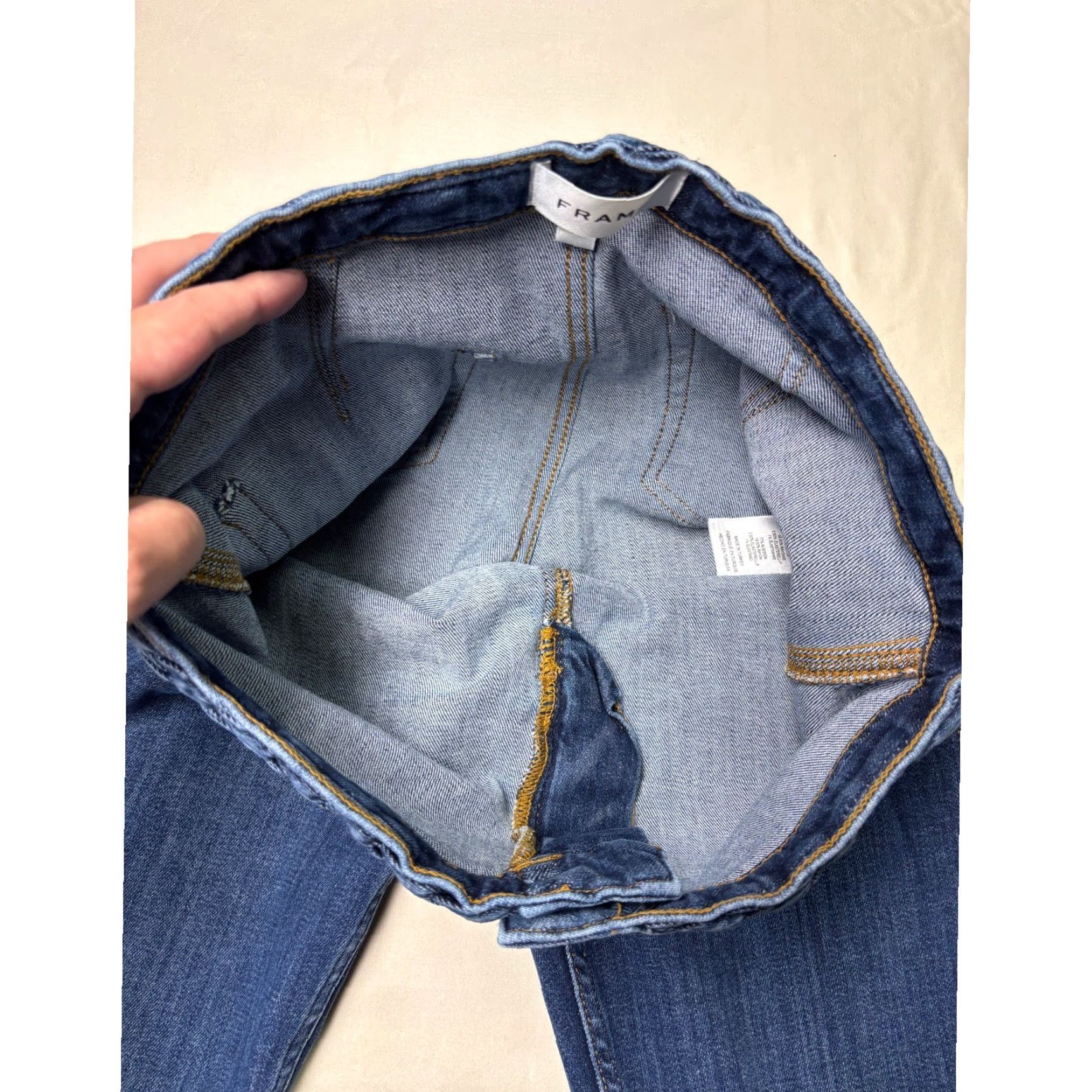 Frame FRAME High Rise Flare Jeans Dark Wash Women's 29 In Denim Cotton Spandex Zip Button 5-Pocket Bag Braided Waist Flared Bootcut Modern Womens Size 29" - 4 Thumbnail