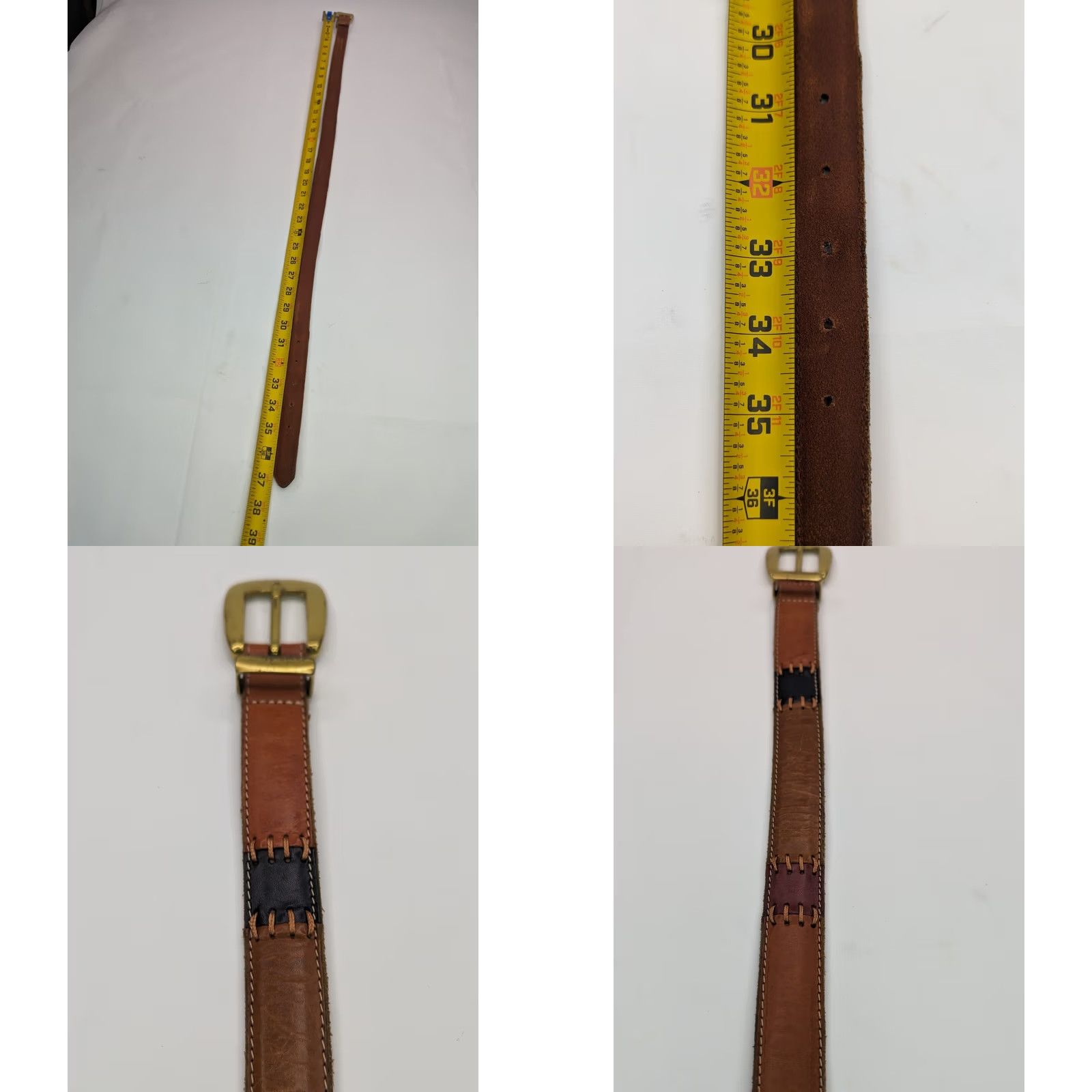 Fossil Fossil Leather Patchwork Belt Boho Gold Buckle Hardware, Women LRG Belt Size ONE SIZE - 9 Thumbnail