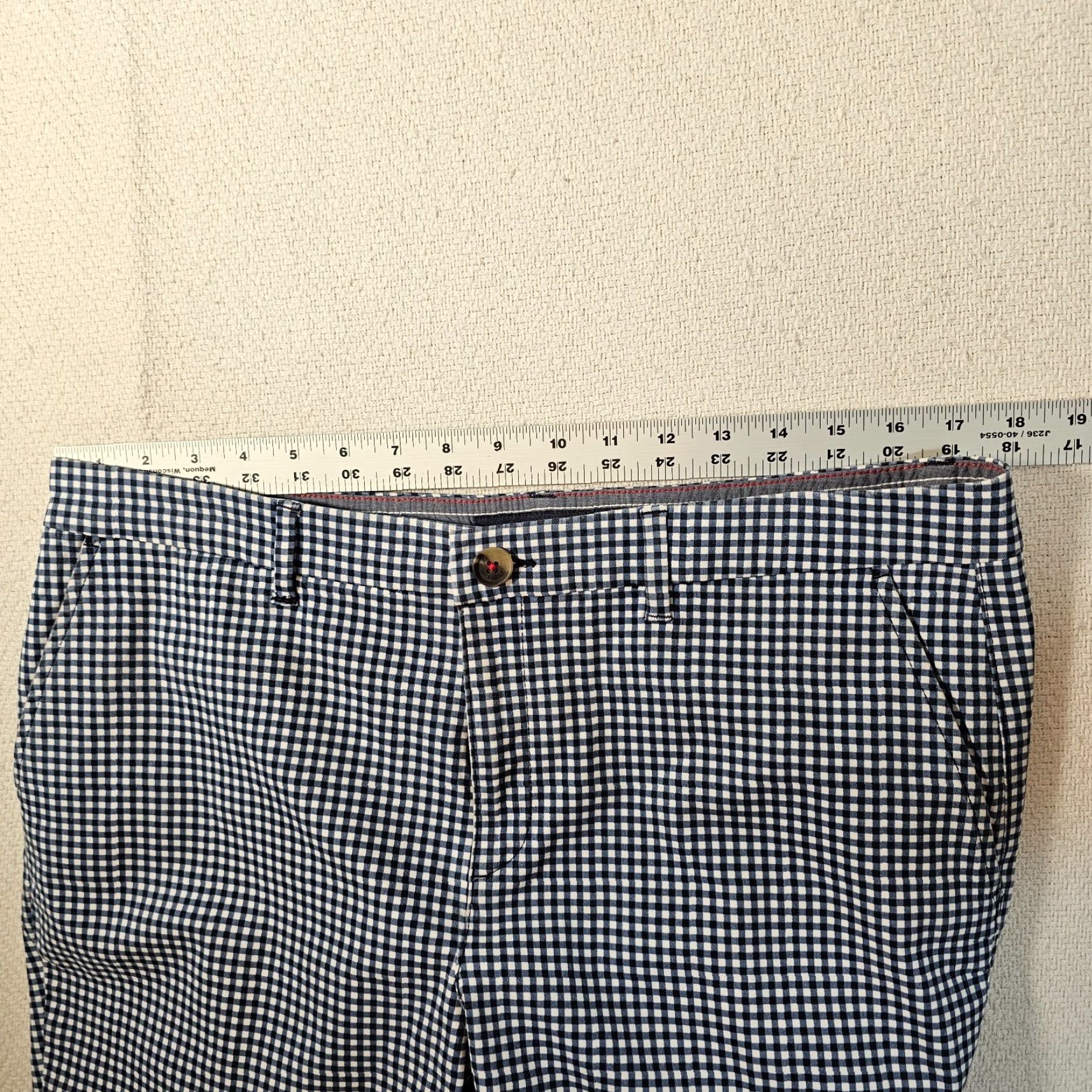 Tommy Hilfiger Tommy Hilfiger Women's Blue and White Check Plaid Straight Fit Pants 14 Size 36 in Waist Inseam 26.5 in Chino Size 36" / US 14 / IT 50 - 5 Thumbnail