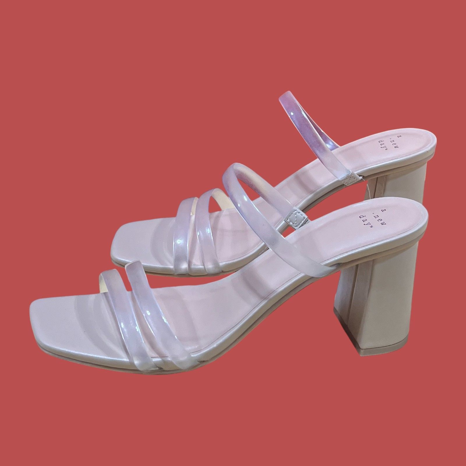 Other A New Day - Women's Stacy Mule Heels - Beige/Clear - 11 Size US 11 / IT 41 - 3 Thumbnail