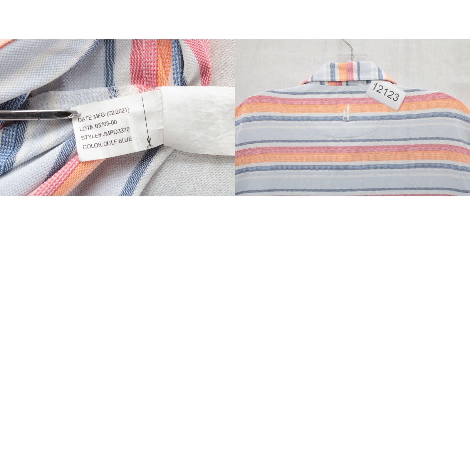 johnnie-O Johnnie O Polo Shirt Men's M Orange Gray Blue Stripes Golf Embroidered Logo Shirt Polo Short Sleeve Collared 30 in Multicolor Pattern Striped Size US M / EU 48-50 / 2 - 8 Thumbnail