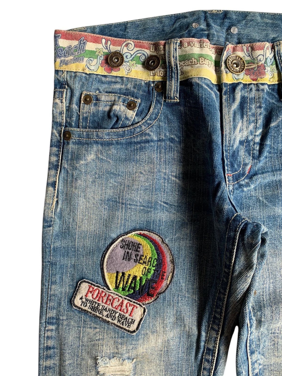 Other 💥 Vintage 90s Style Hyper Beach Stone Wash Patch Jeans Rare Size US 31 - 10 Thumbnail