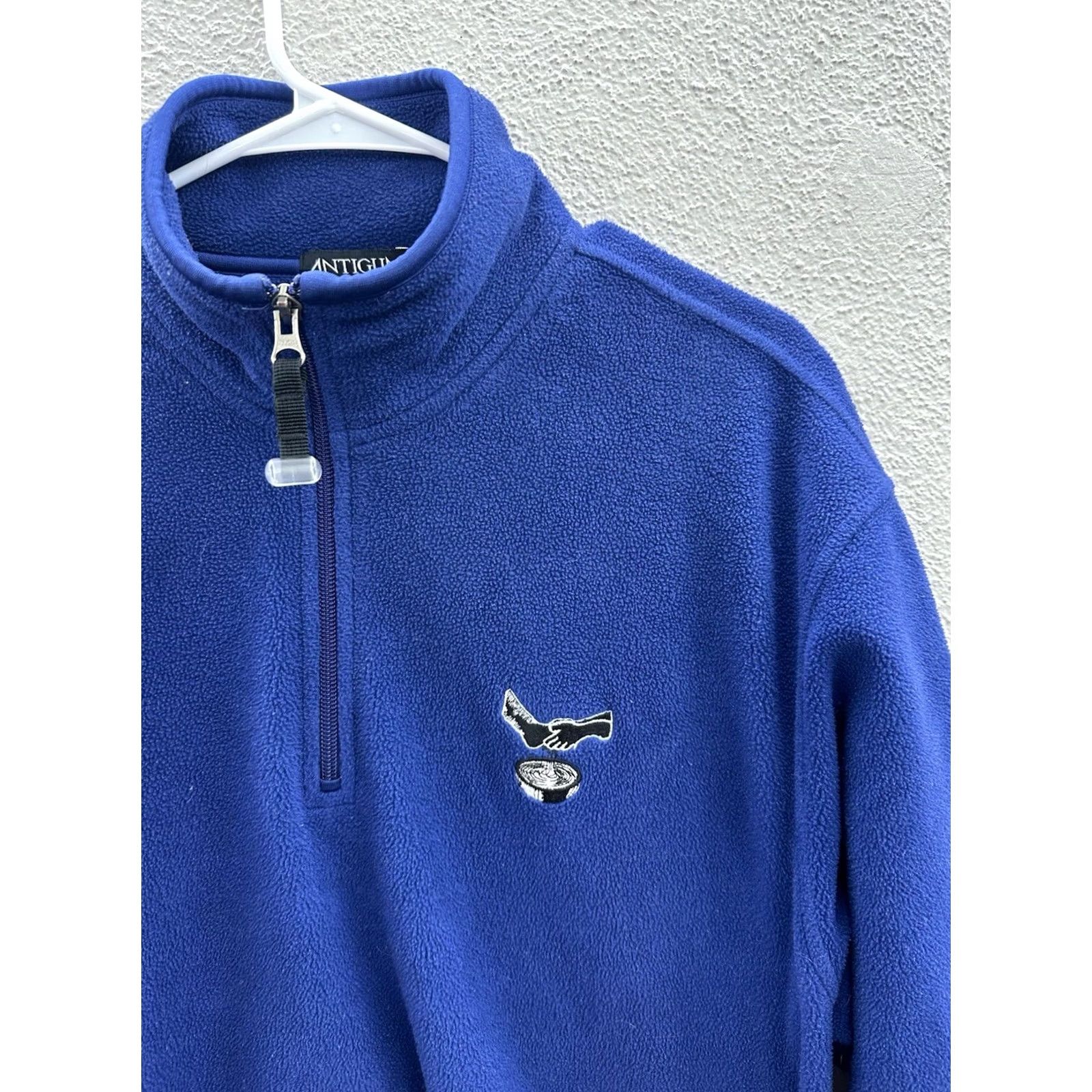 Vintage Antigua Mens Sweatshirt Blue 1/4 Zip Fleece Embroidered Size M Pullover Long Sleeve Casual 90s Style Mens Size US M / EU 48-50 / 2 - 2 Thumbnail