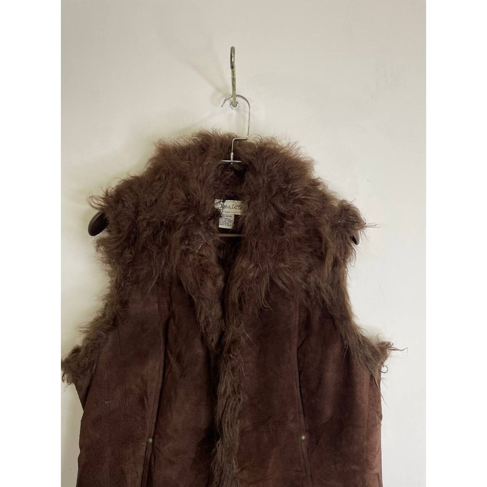 Leather × Vintage Vintage 00s Brown Shearling Leather Vest Faux Fur Boho Style Size M / US 6-8 / IT 42-44 - 3 Thumbnail