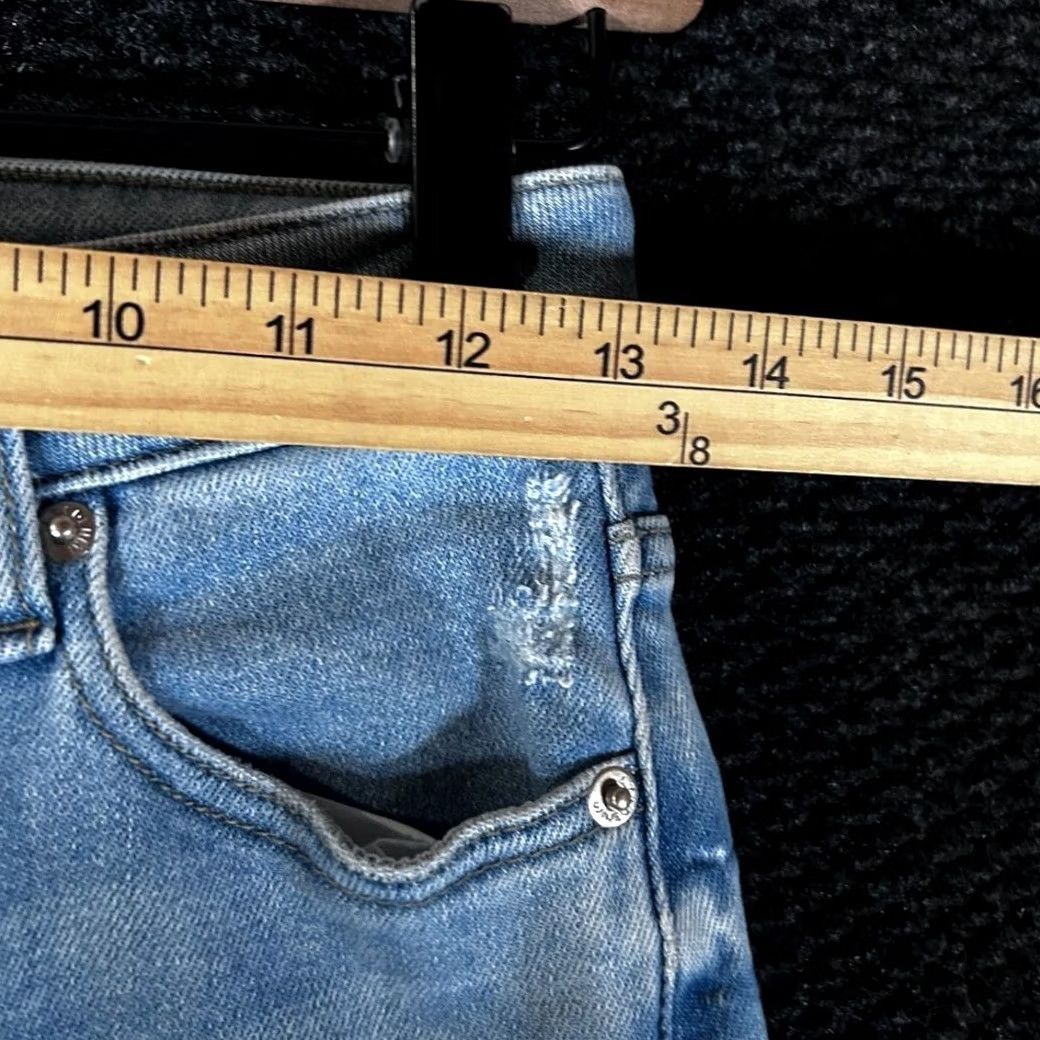Vintage Letter to Juliet Jeans Women's Size 25 Distressed Light Wash Wide Leg Mid Rise Blue (Regular) Size 42" / US 20 - 5 Thumbnail