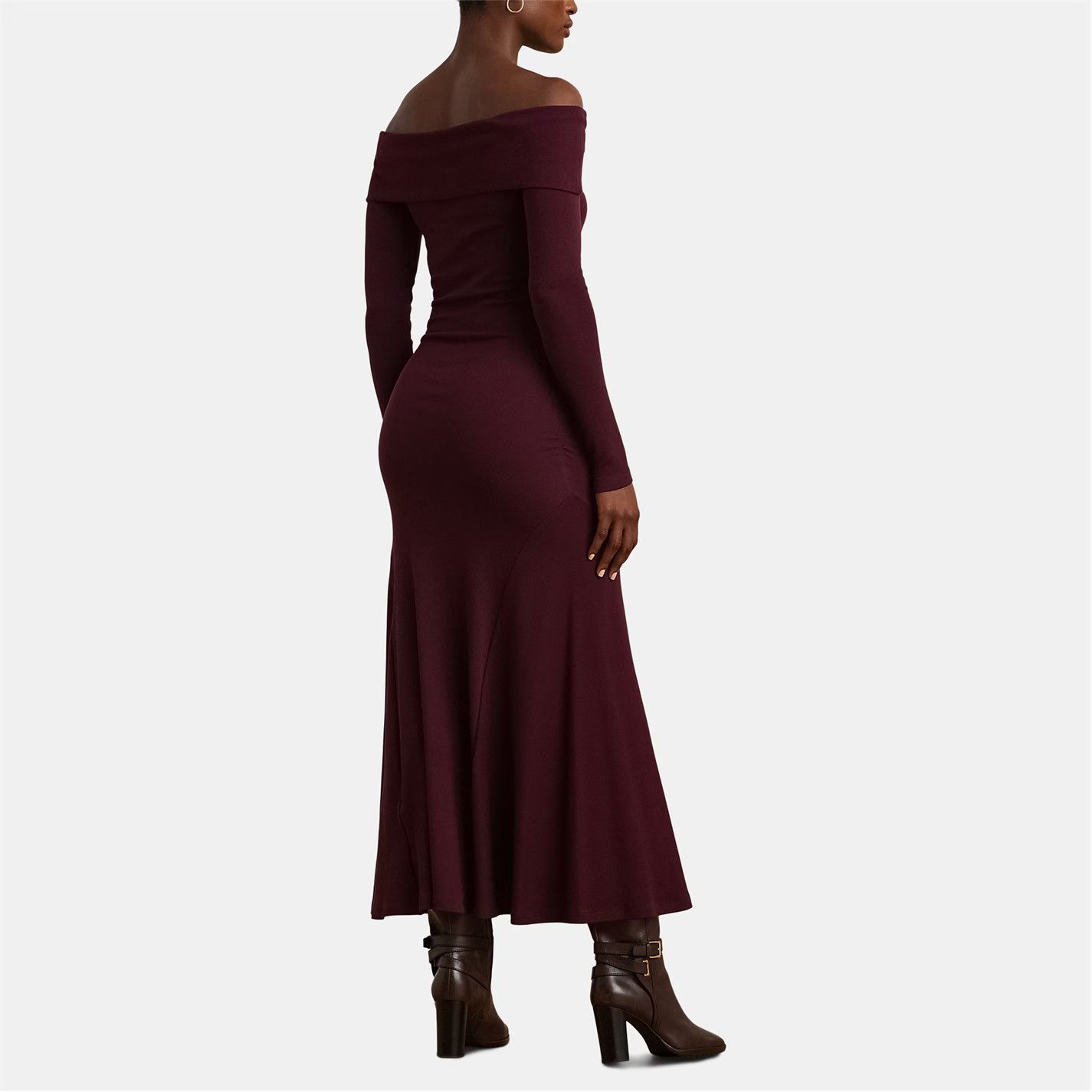 Lauren Ralph Lauren o1g2r1mq0825 Elowyn Midi Dress in Pinot Noir Size XL / US 12-14 / IT 48-50 - 2 Thumbnail