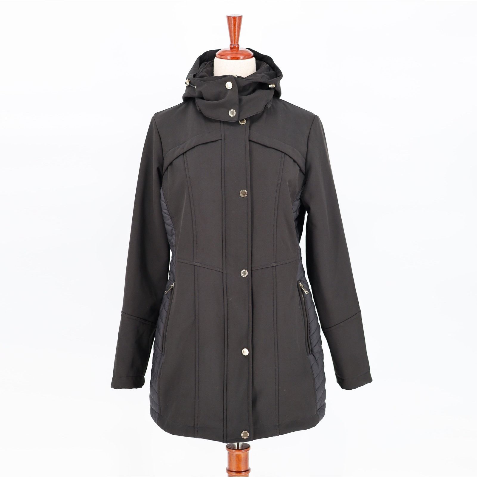 The Unbranded Brand Gallery Women Black Water Resistant Hooded Jacket Size S Size S / US 4 / IT 40 - 1 Thumbnail