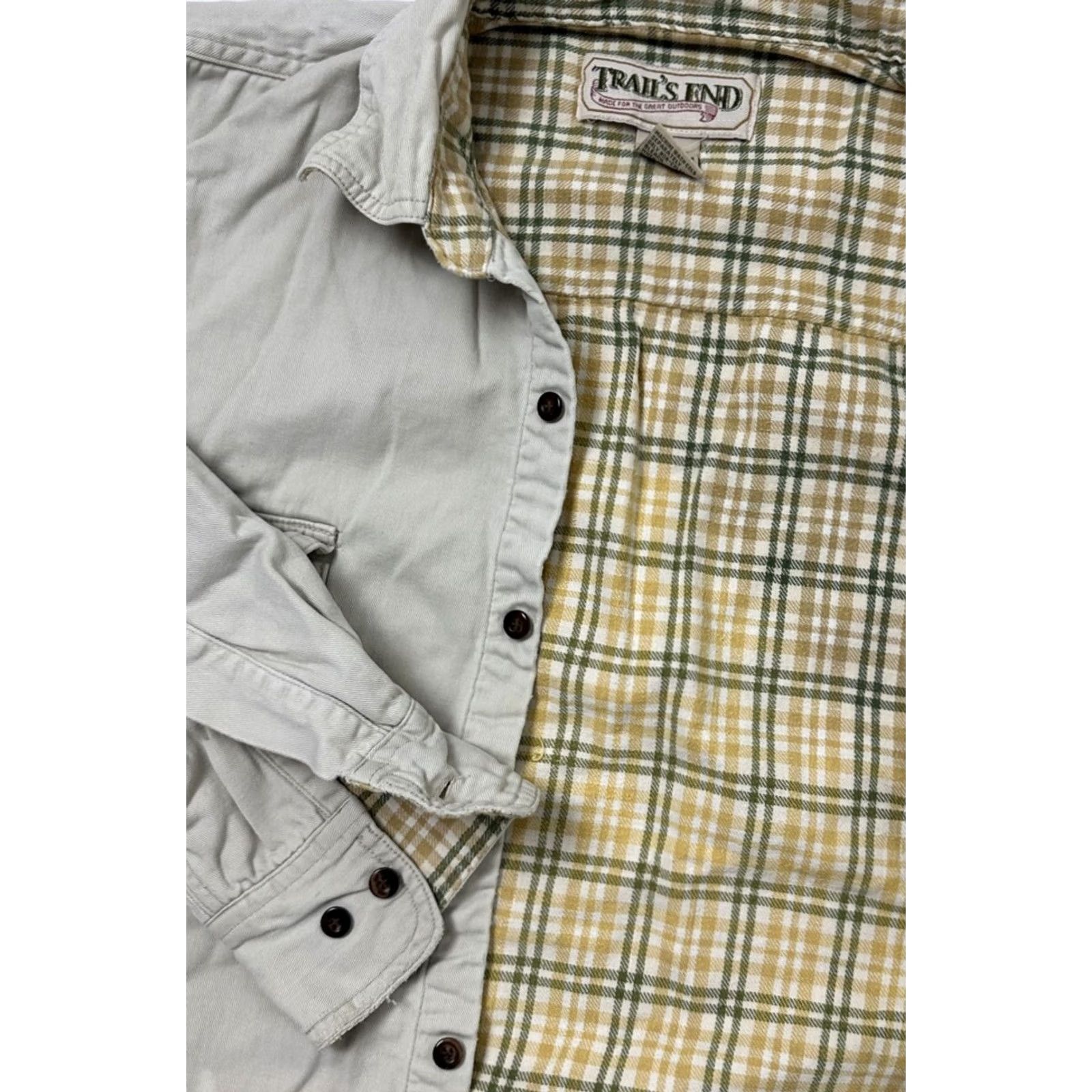 Vintage VINTAGE Trail's End Flannel-Lined Shirt Jacket Mens Large Ivory Cotton Twill 90s Grunge Casual Shirt Jacket Men Large Ivory Accessories: Pockets Size US L / EU 52-54 / 3 - 2 Thumbnail