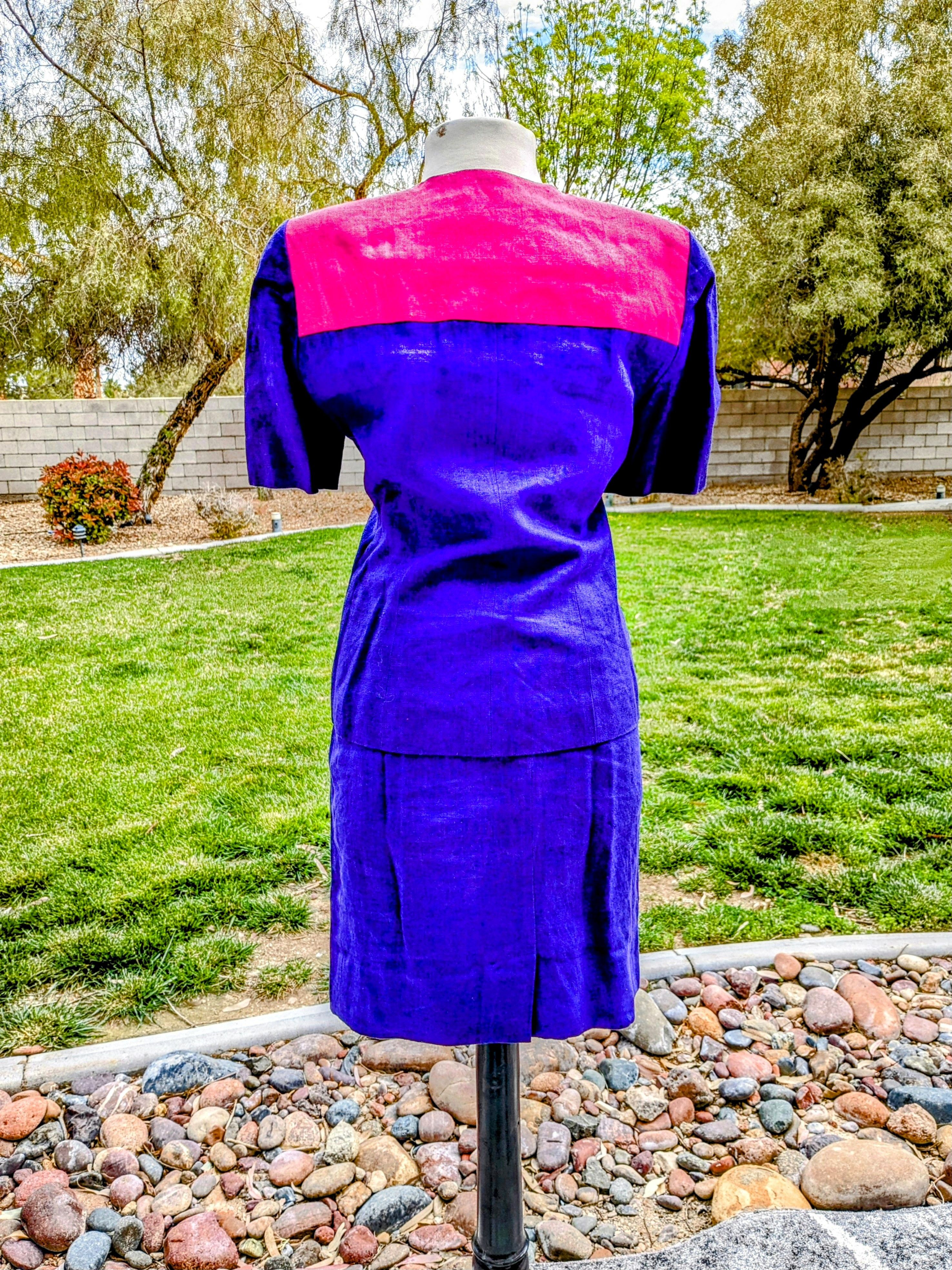 Vintage Vintage LIZ CLAIBORNE Linen Short Sleeves Skirt Suit Outfit Size S / US 4 / IT 40 - 4 Thumbnail