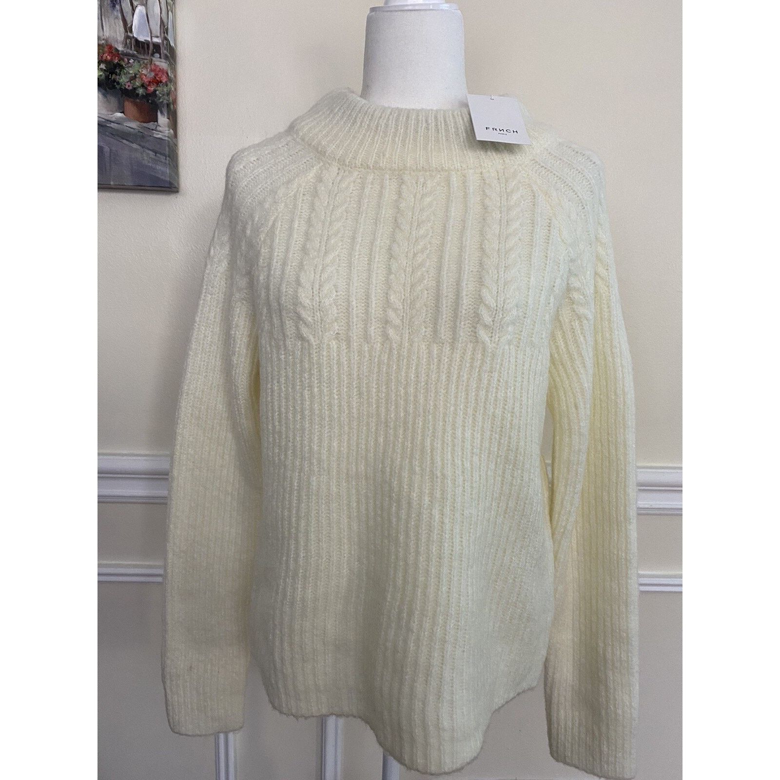 FRNCH FRNCH Bow Back Cable Knit Sweater ivory warmSize M A003035 Size S / US 4 / IT 40 - 1 Thumbnail