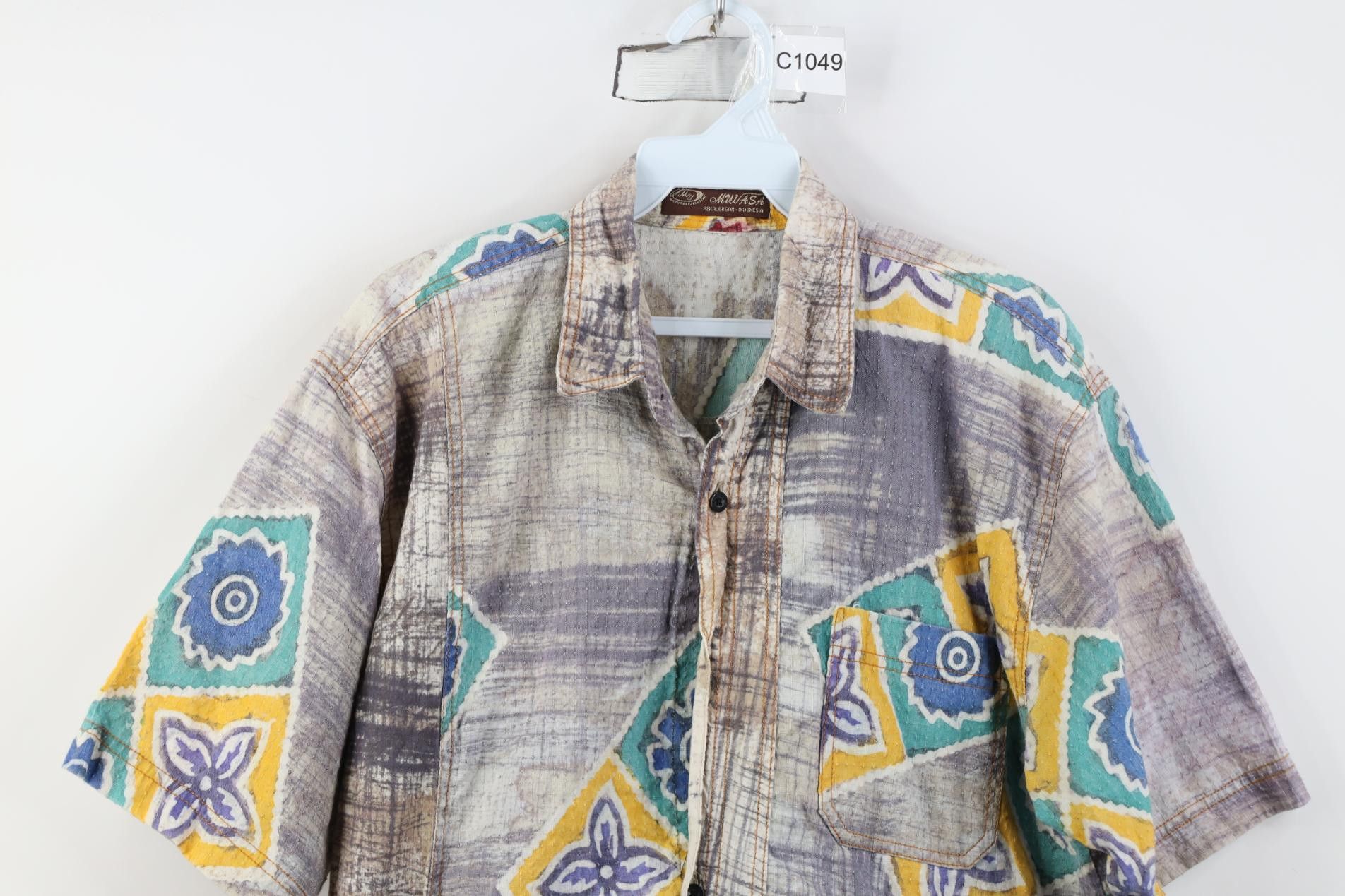Vintage Vintage 90s Streetwear Abstract Flower Collared Button Shirt Size US M / EU 48-50 / 2 - 2 Thumbnail