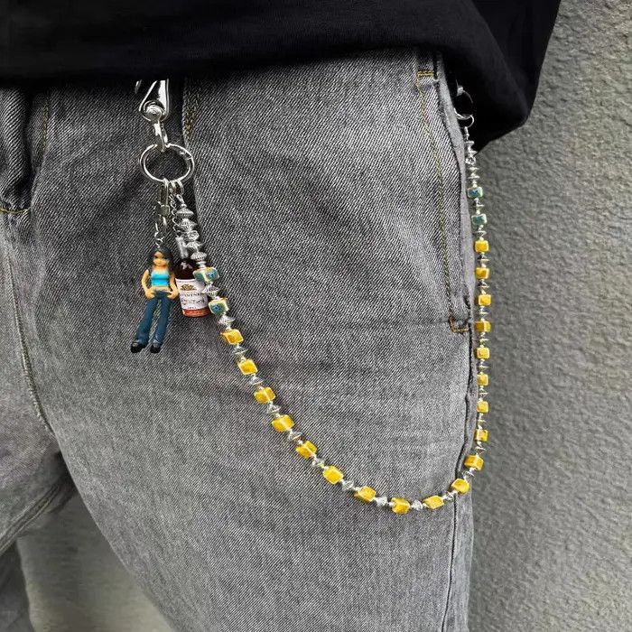 Jewelry Square Bead Cleanfit Waist Pants Chain Key Chains Size ONE SIZE - 1 Thumbnail