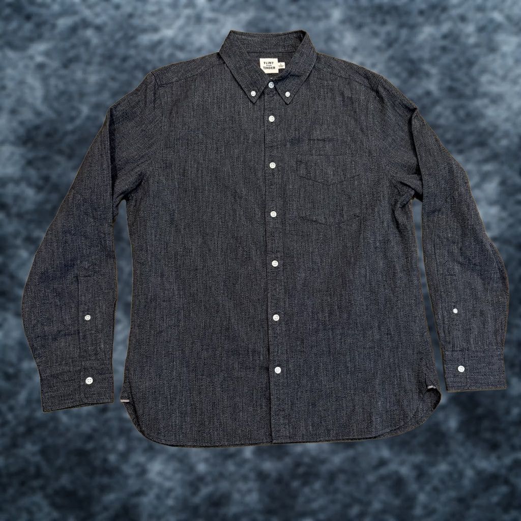 Flint And Tinder Flint & Tinder Shirt Selvedge Architect Shirt Men’s Large Marled Charcoal Slim Size US M / EU 48-50 / 2 - 1 Thumbnail