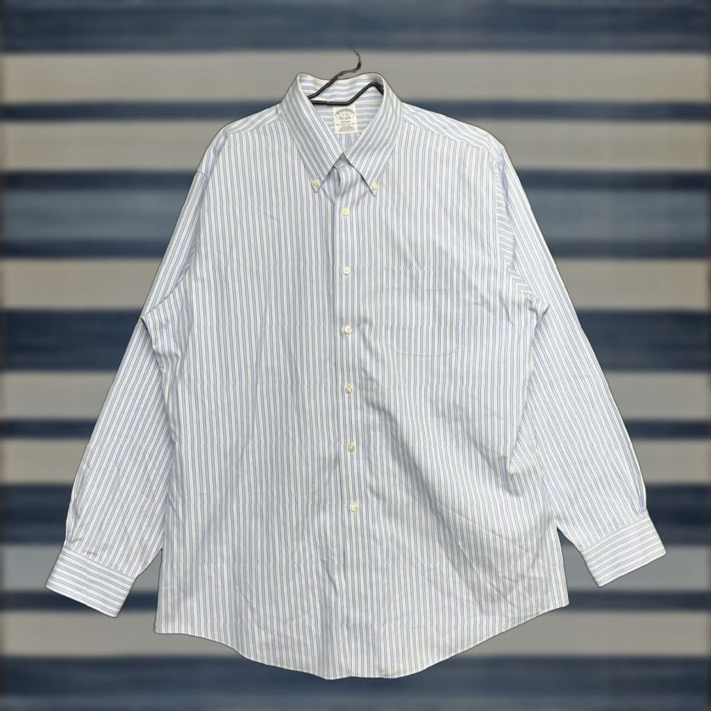 Brooks Brothers Brooks Brothers Dress Shirt Mens XL 17 35 Blue Plaid Long Sleeve Button-Up Classic Size 46R - 1 Thumbnail