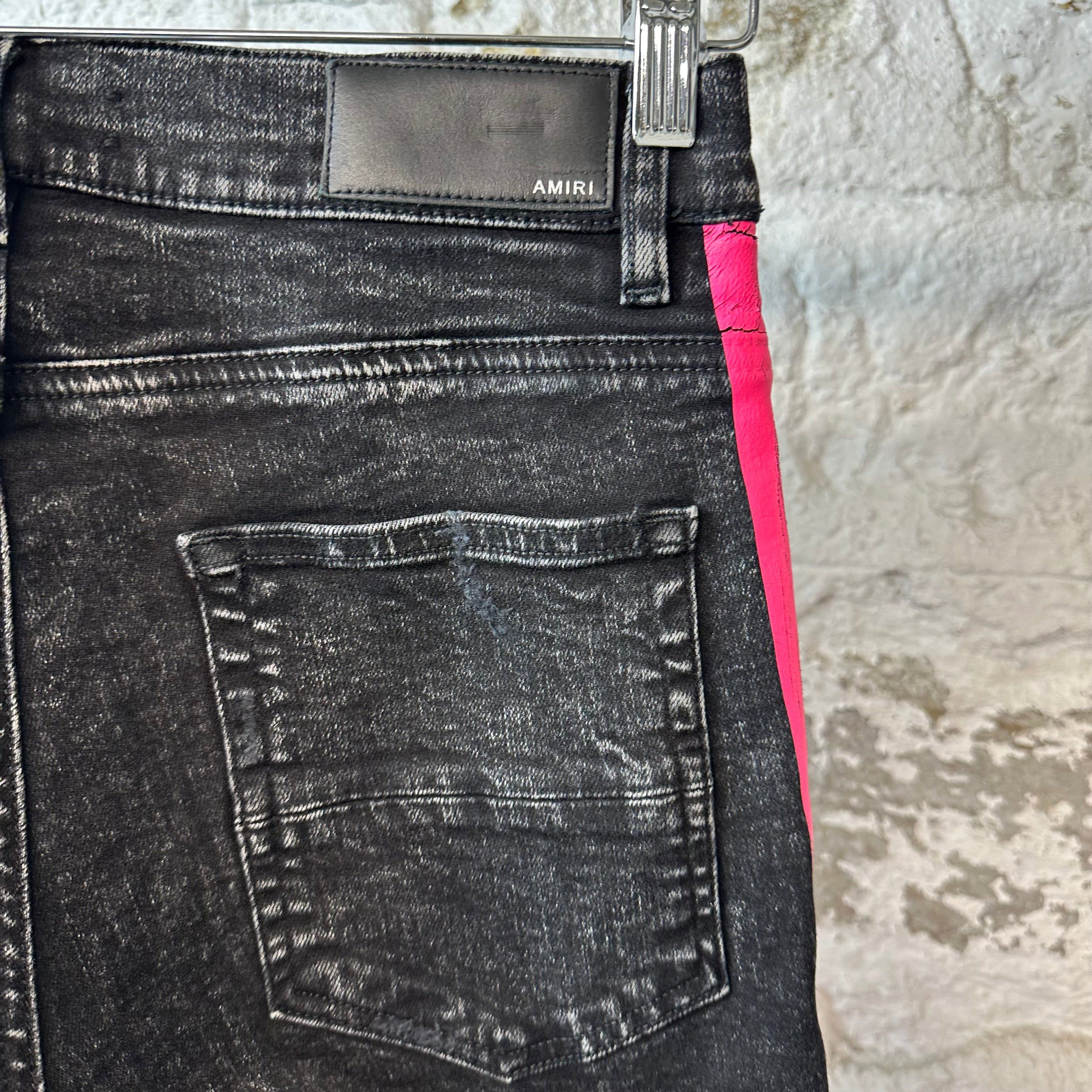 Amiri Amiri Pink Stripe Black Denim Jeans Sz 31 Size US 31 - 4 Thumbnail