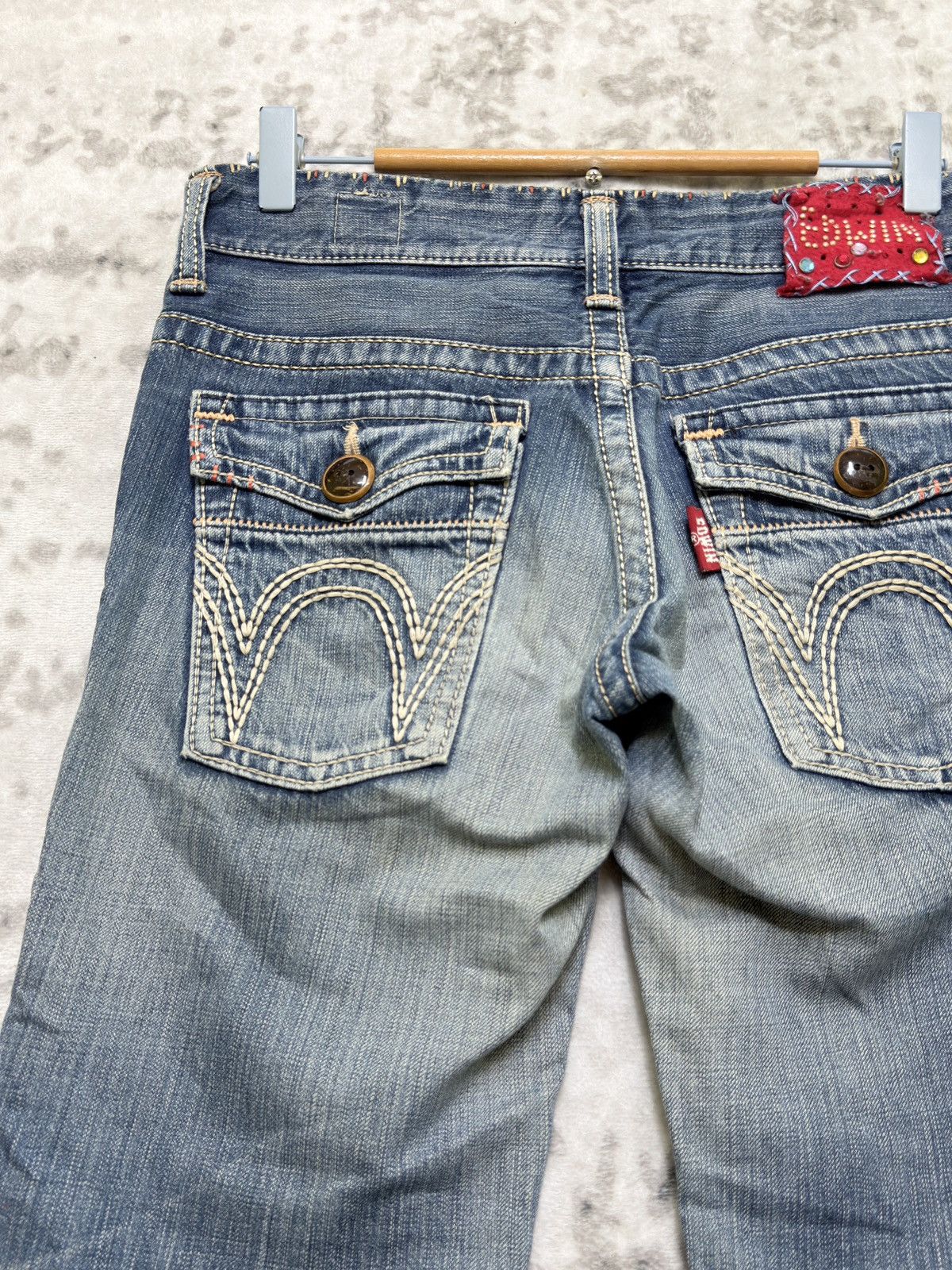 Edwin Vintage Edwin Distressed Blue Washed Low Rise Denim Jeans Size US 29 - 11 Thumbnail