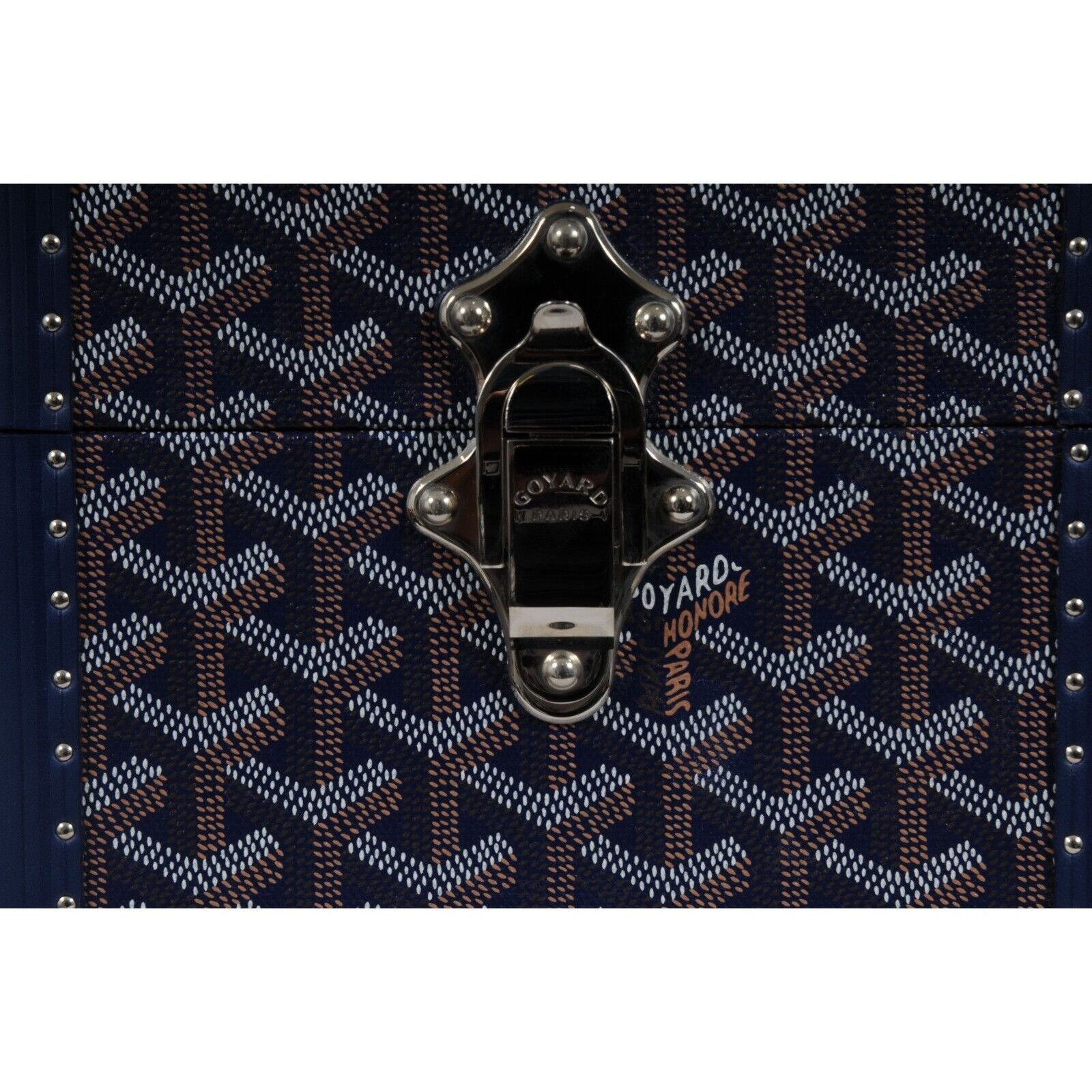 Goyard Trunk Case Navy Blue Jewelry Cuff Links Watch Box -02285 Size ONE SIZE - 3 Thumbnail