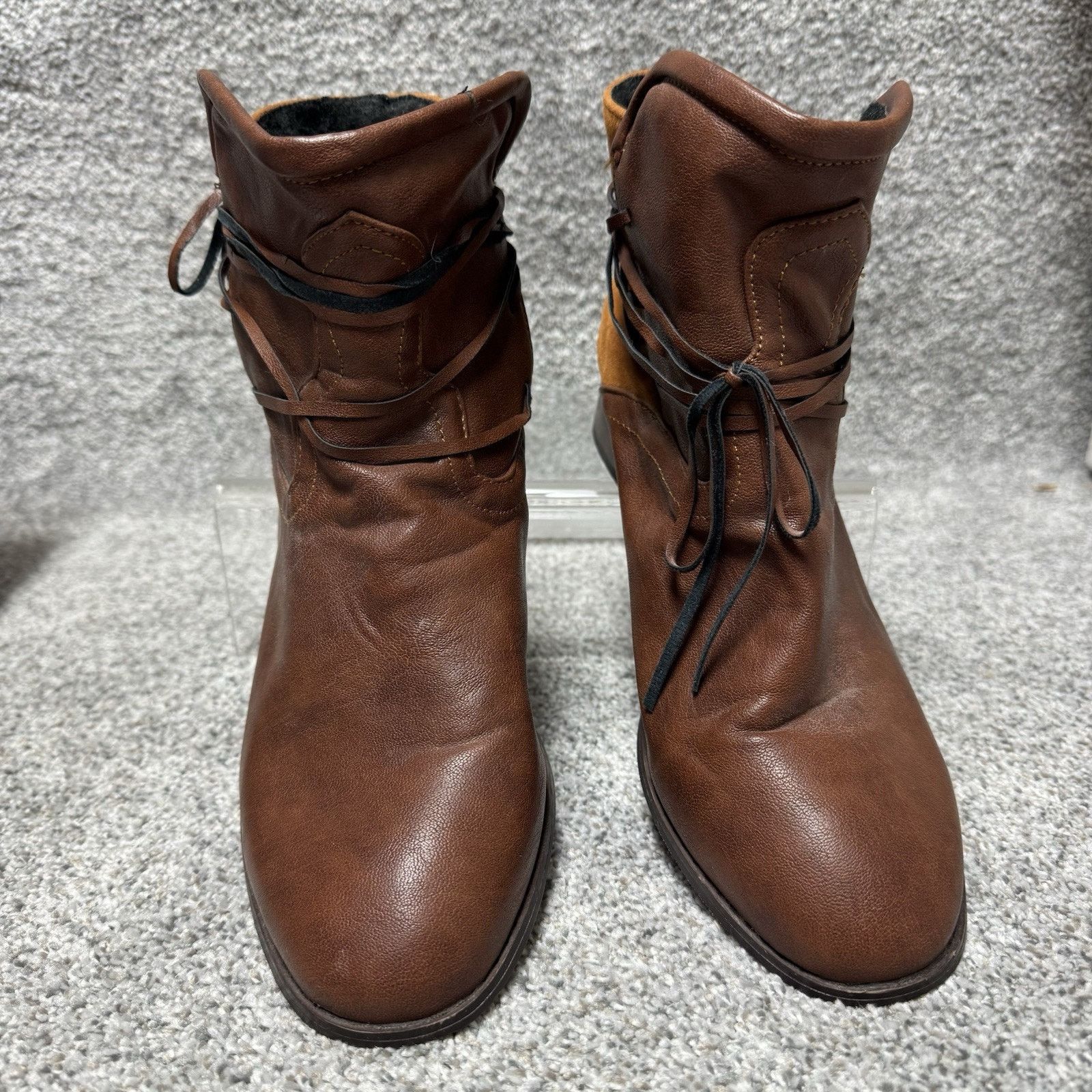 Other Suede Leather Ankle Boots Women Size 10.5 Boho Western Retro Size US 10.5 / IT 40.5 - 3 Thumbnail