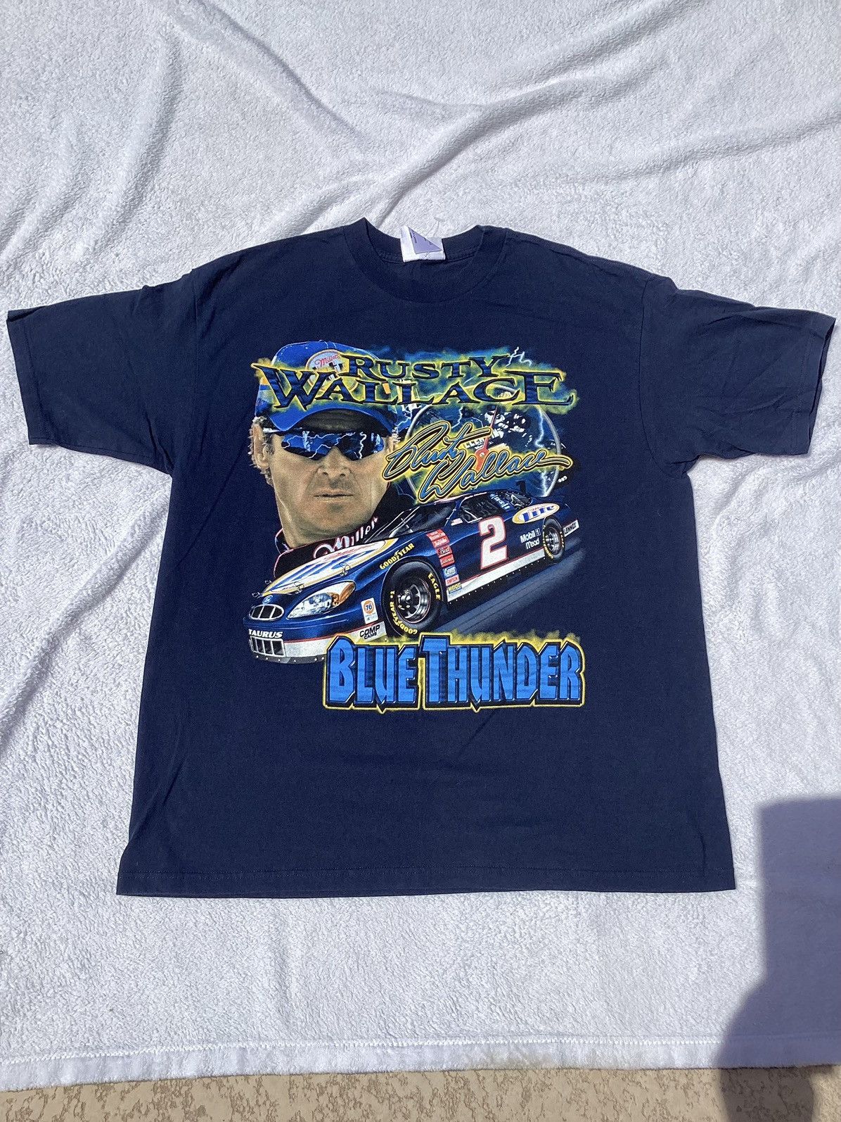 Deadstock Vintage 90s Single Stitch hotsell NASCAR Rusty Wallace #2 All Over Print Shirt